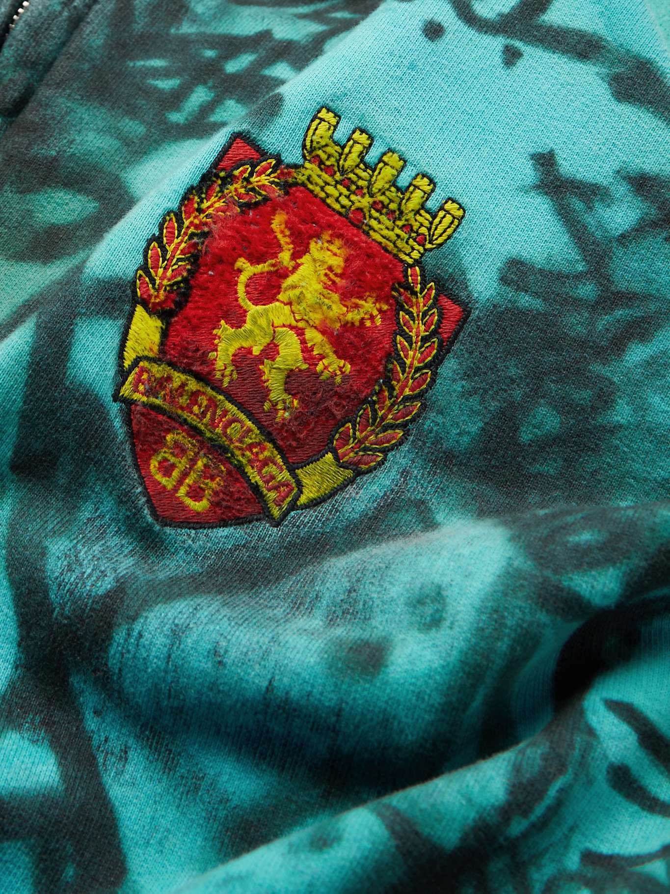 BALENCIAGA LogoAppliquéd Distressed Printed CottonJersey ZipUp