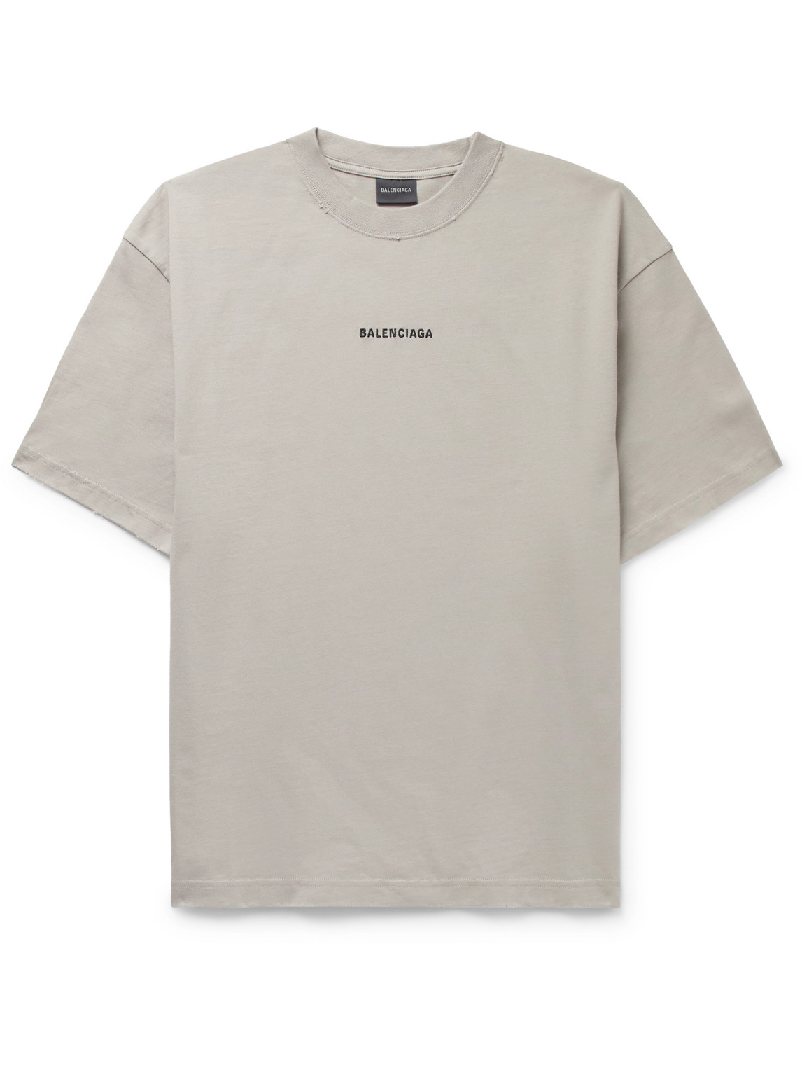 Balenciaga - Distressed Logo-Embroidered Cotton-Jersey T-Shirt