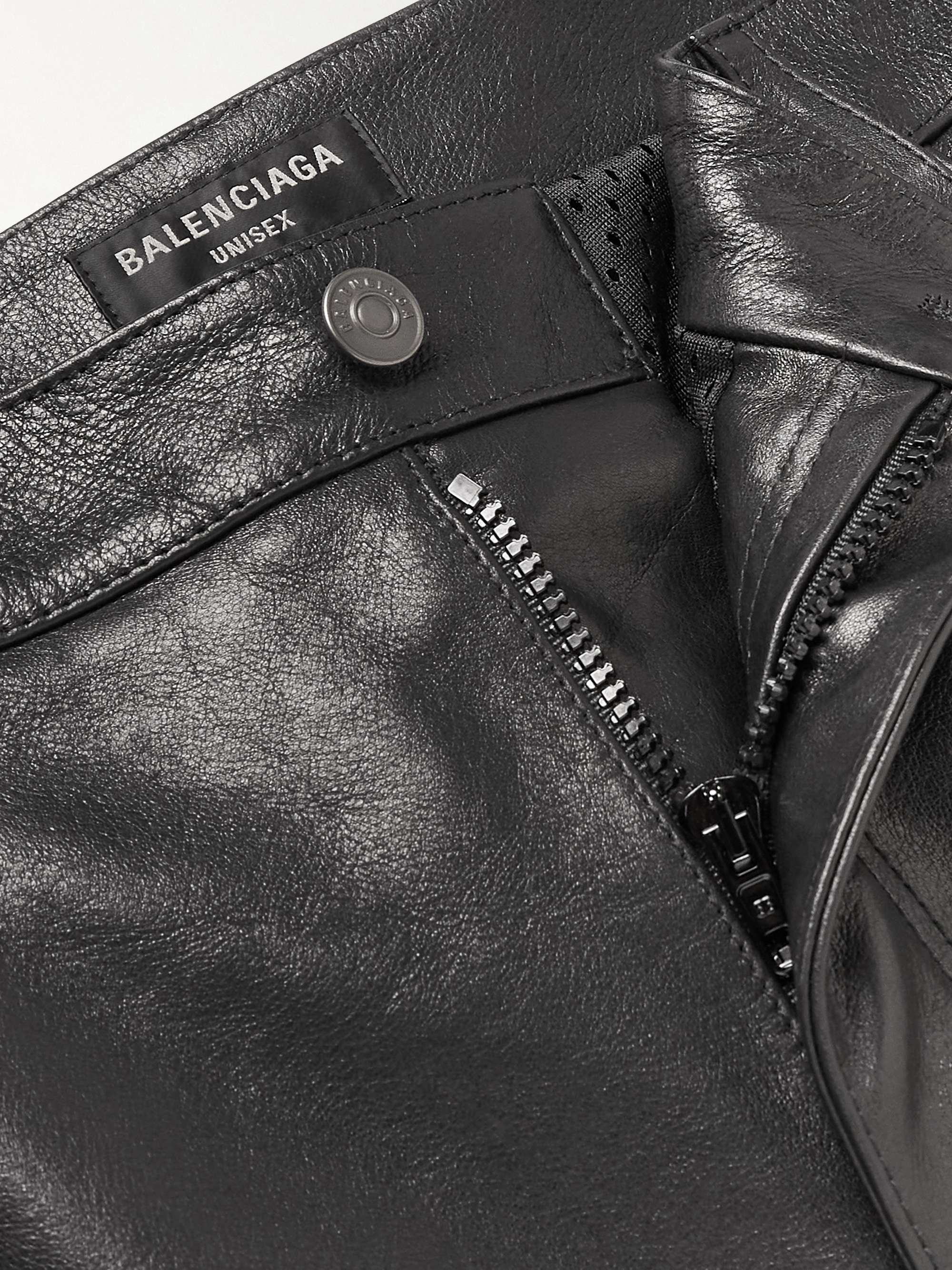 BALENCIAGA Biker Wide-Leg Panelled Leather Trousers