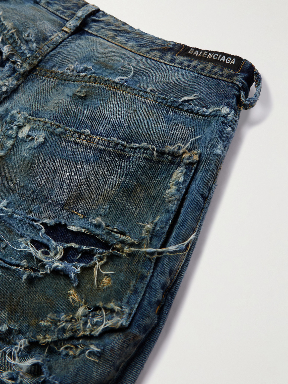 Shop Balenciaga Super Destroyed Wide-leg Jeans In Blue