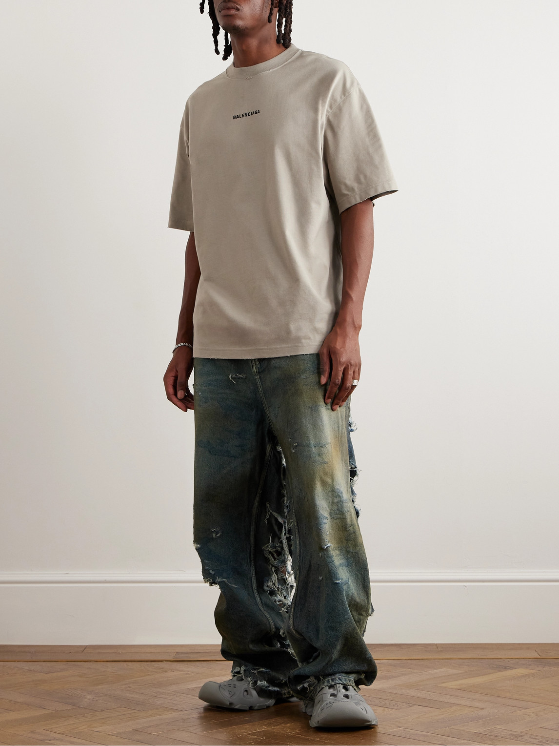 Balenciaga Super Destroyed Baggy Pants In Blue | ModeSens