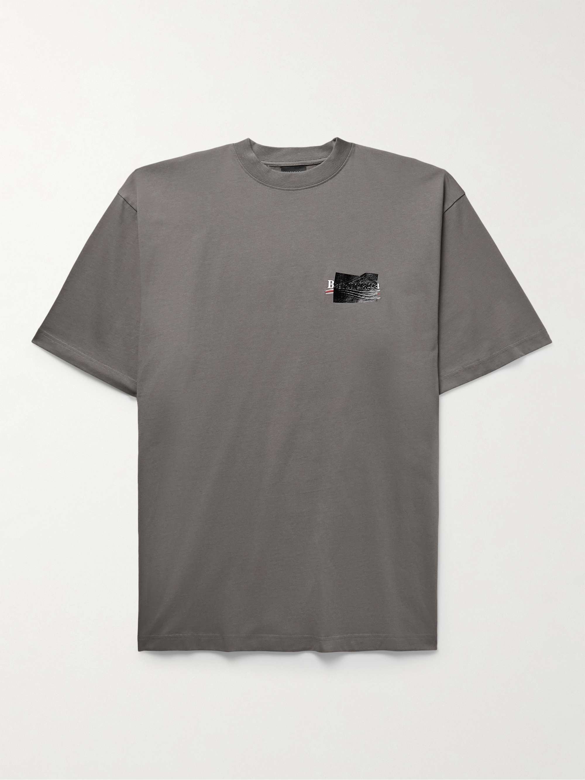 Balenciaga Blurred Logo Distressed T-shirt in Gray for Men