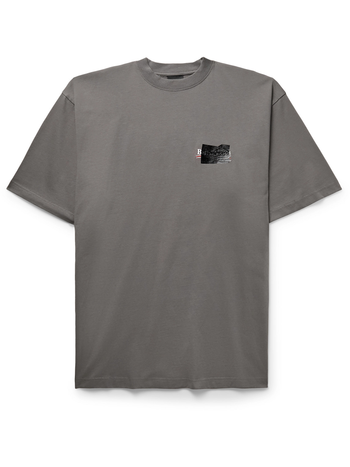 Balenciaga Gaffer Oversized Logo-embroidered Appliquéd Cotton-jersey T-shirt In Grey