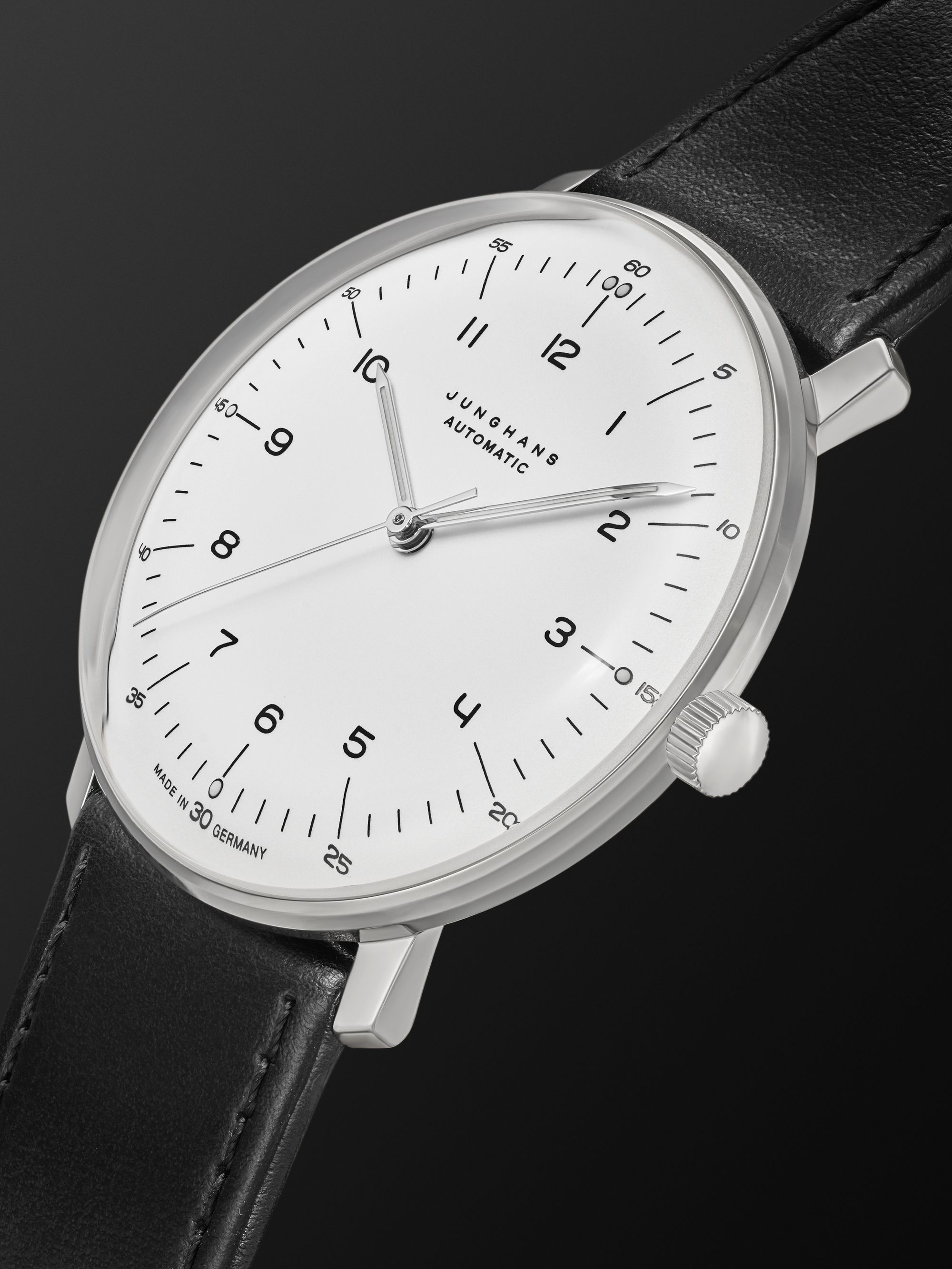 JUNGHANS Max Bill Automatic 38mm Stainless Steel and Leather Watch, Ref
