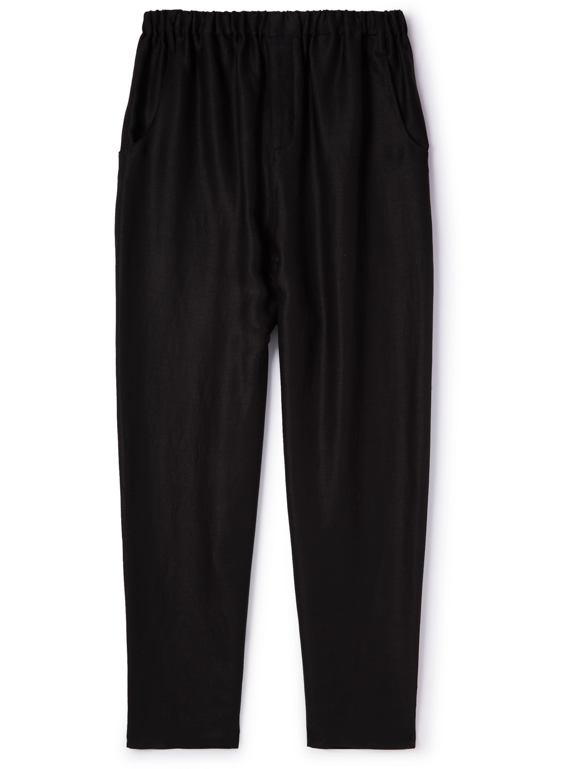 Shop Saint Laurent Tapered Shell Trousers In Black