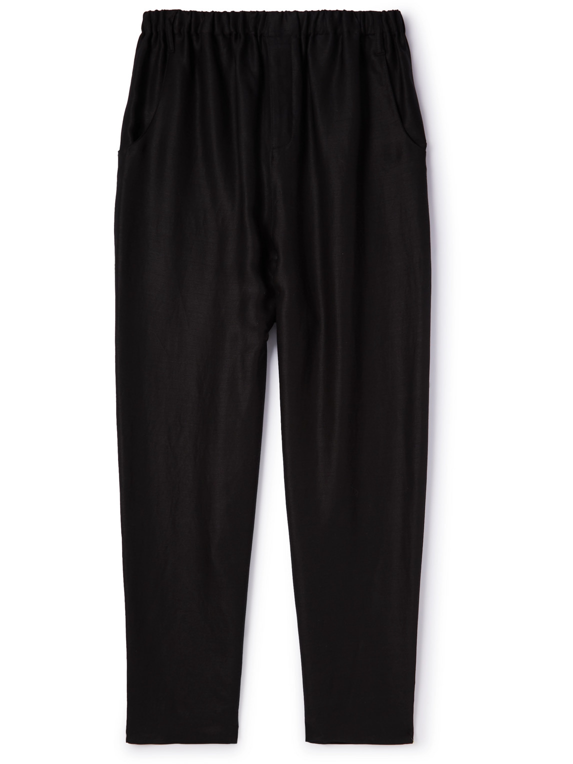 Saint Laurent Tapered Shell Trousers In Black