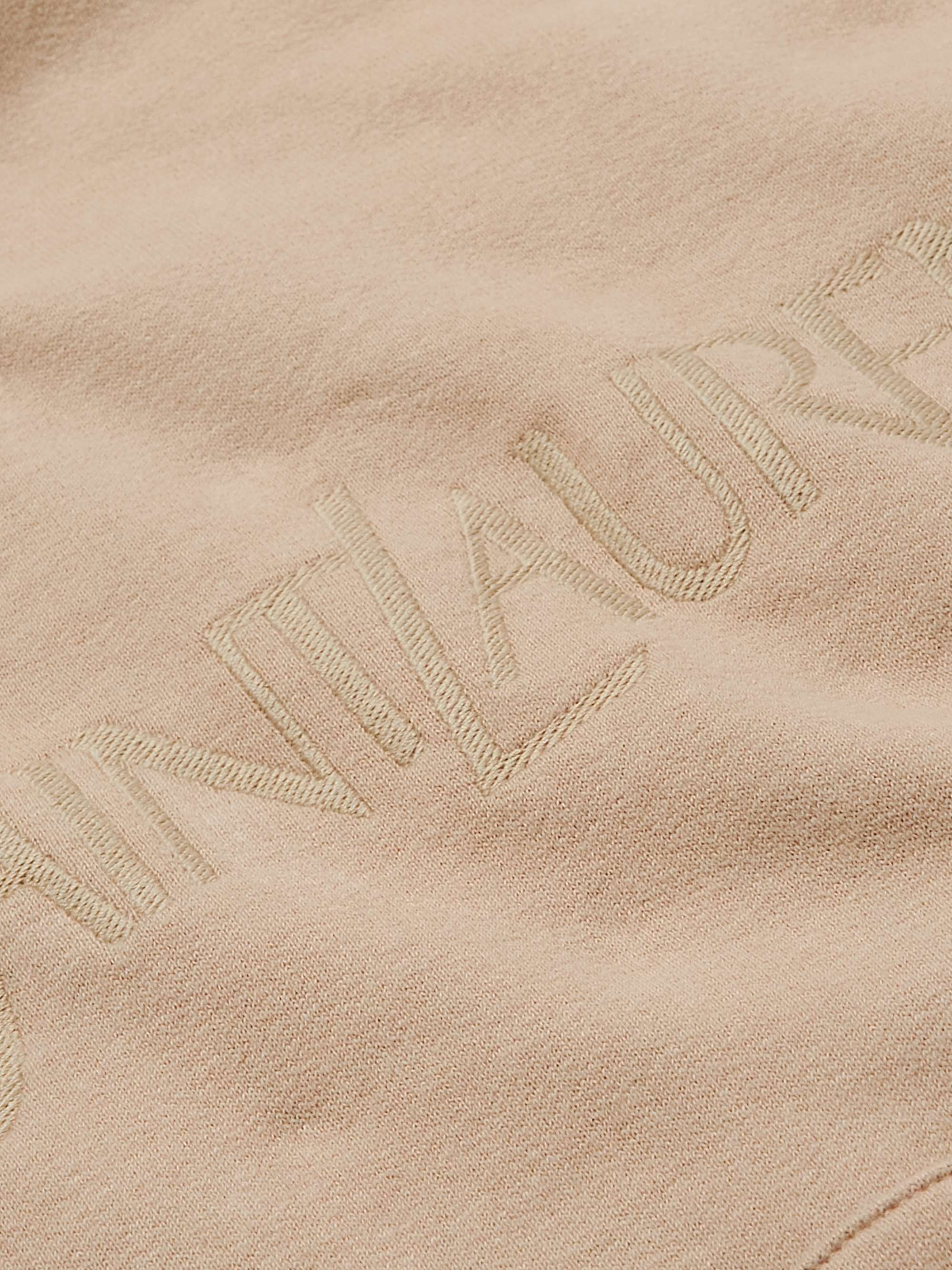 SAINT LAURENT Colour-Block Logo-Embroidered Cotton-Jersey Hoodie