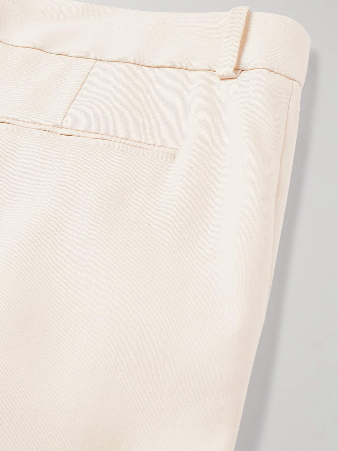Shop Saint Laurent Straight-leg Pleated Silk Trousers In Neutrals