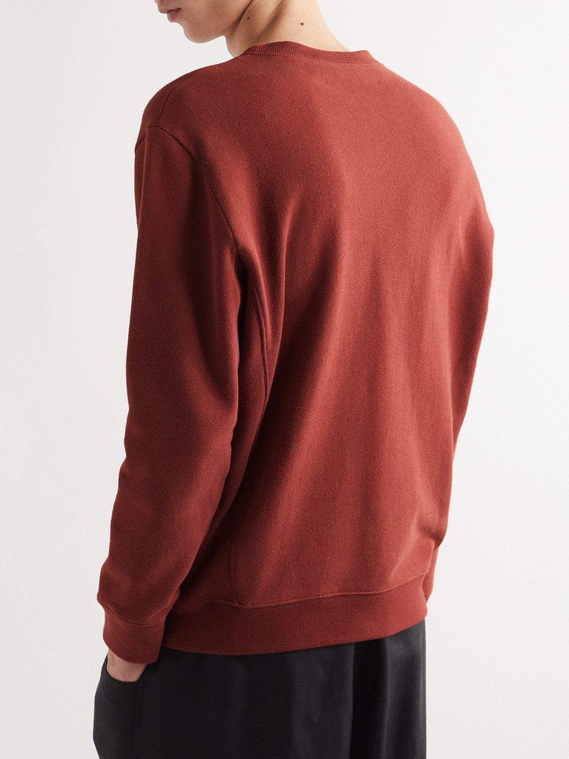 Shop Saint Laurent Embroidered Cotton-jersey Sweatshirt In Red