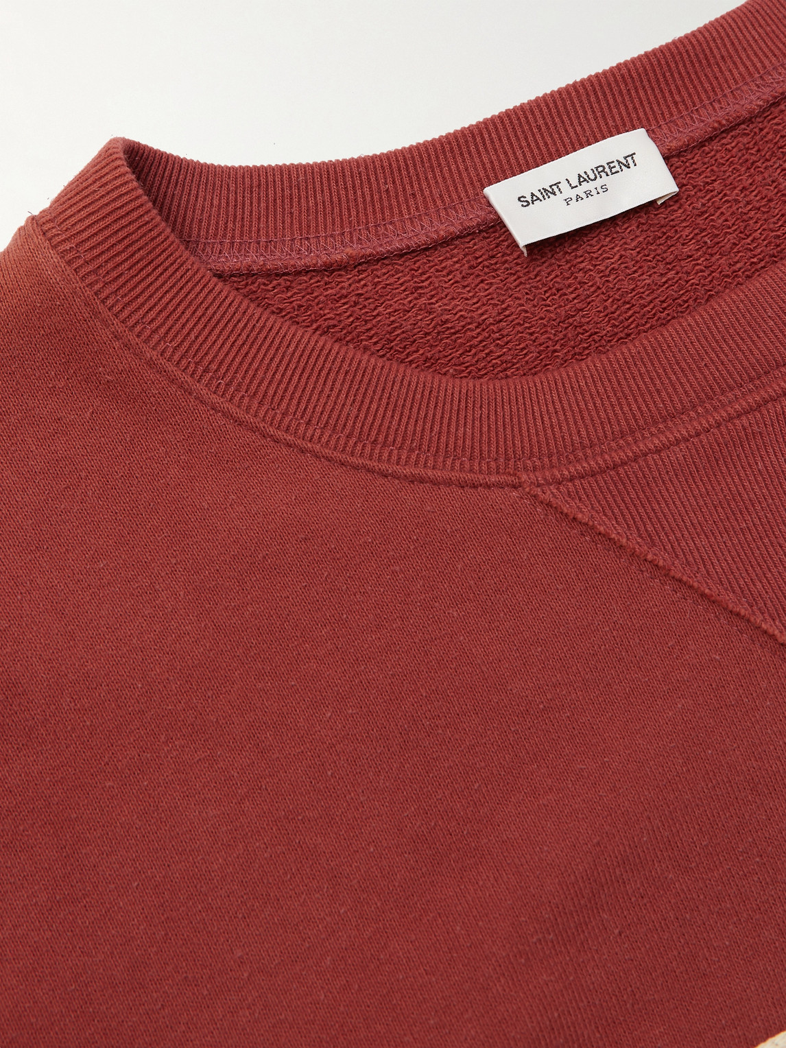 Shop Saint Laurent Embroidered Cotton-jersey Sweatshirt In Red