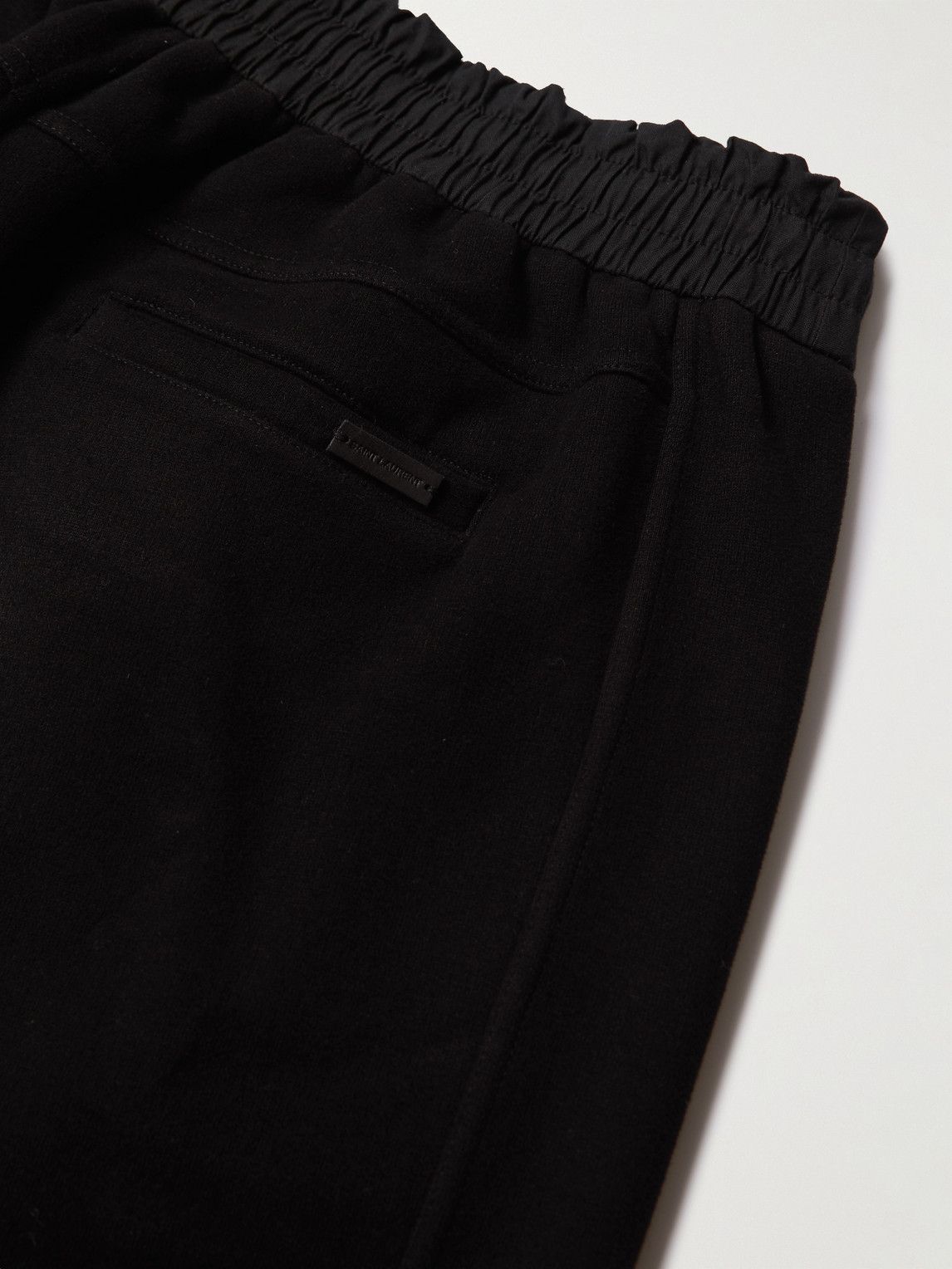 Saint Laurent Straight-leg Logo-embroidered Cotton-jersey Drawstring Shorts In Black