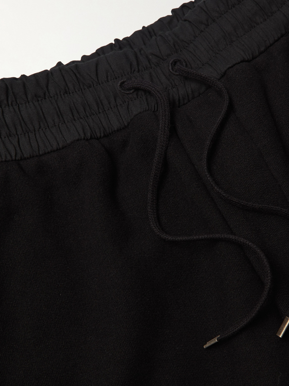Saint Laurent Straight-leg Logo-embroidered Cotton-jersey Drawstring Shorts In Black