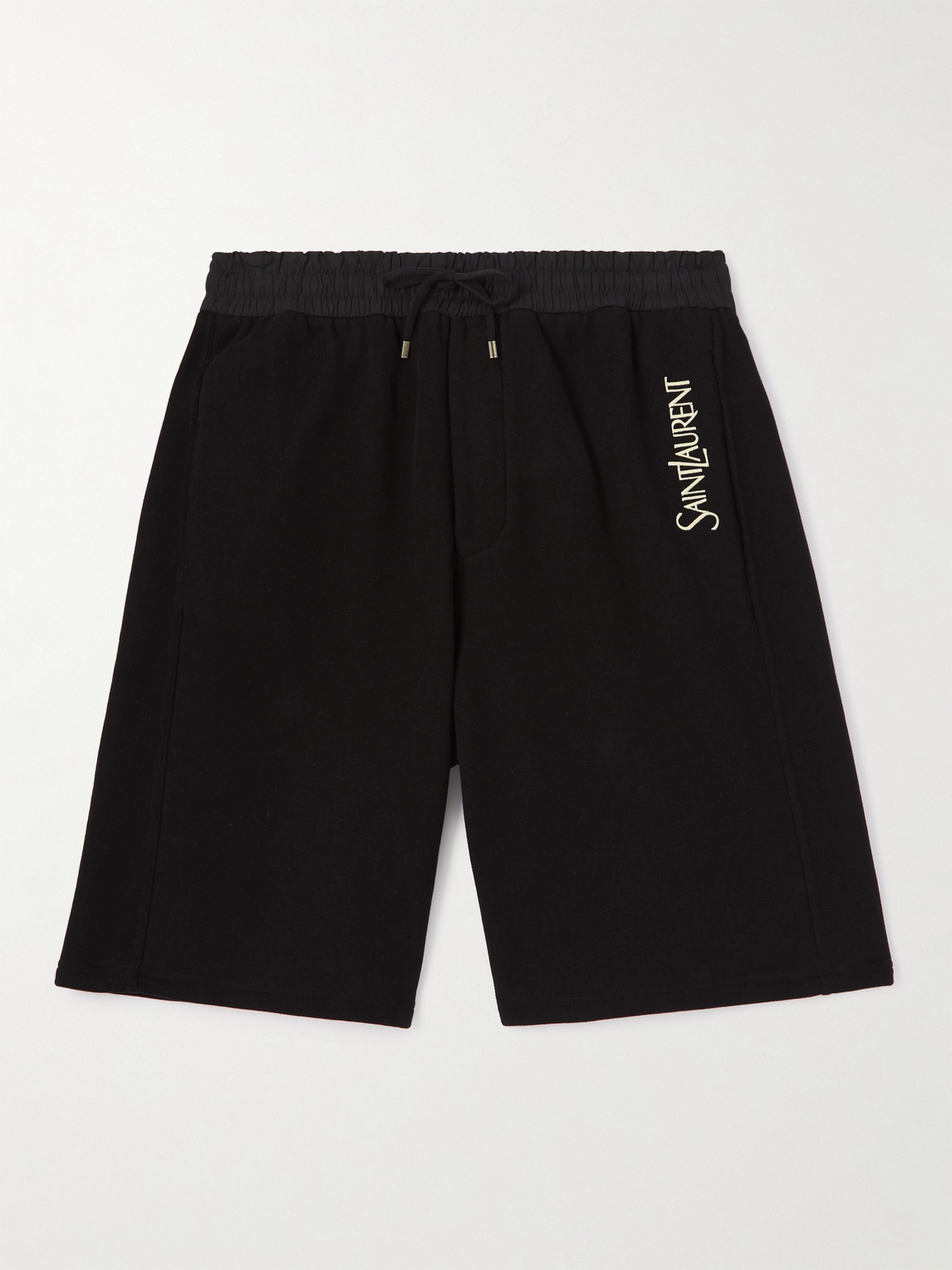 Saint Laurent Straight-Leg Logo-Embroidered Cotton-Jersey Drawstring Shorts - Men