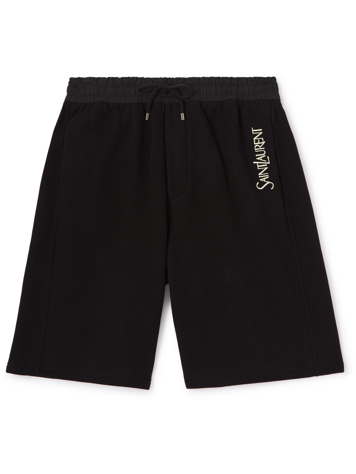 Straight-Leg Logo-Embroidered Cotton-Jersey Drawstring Shorts