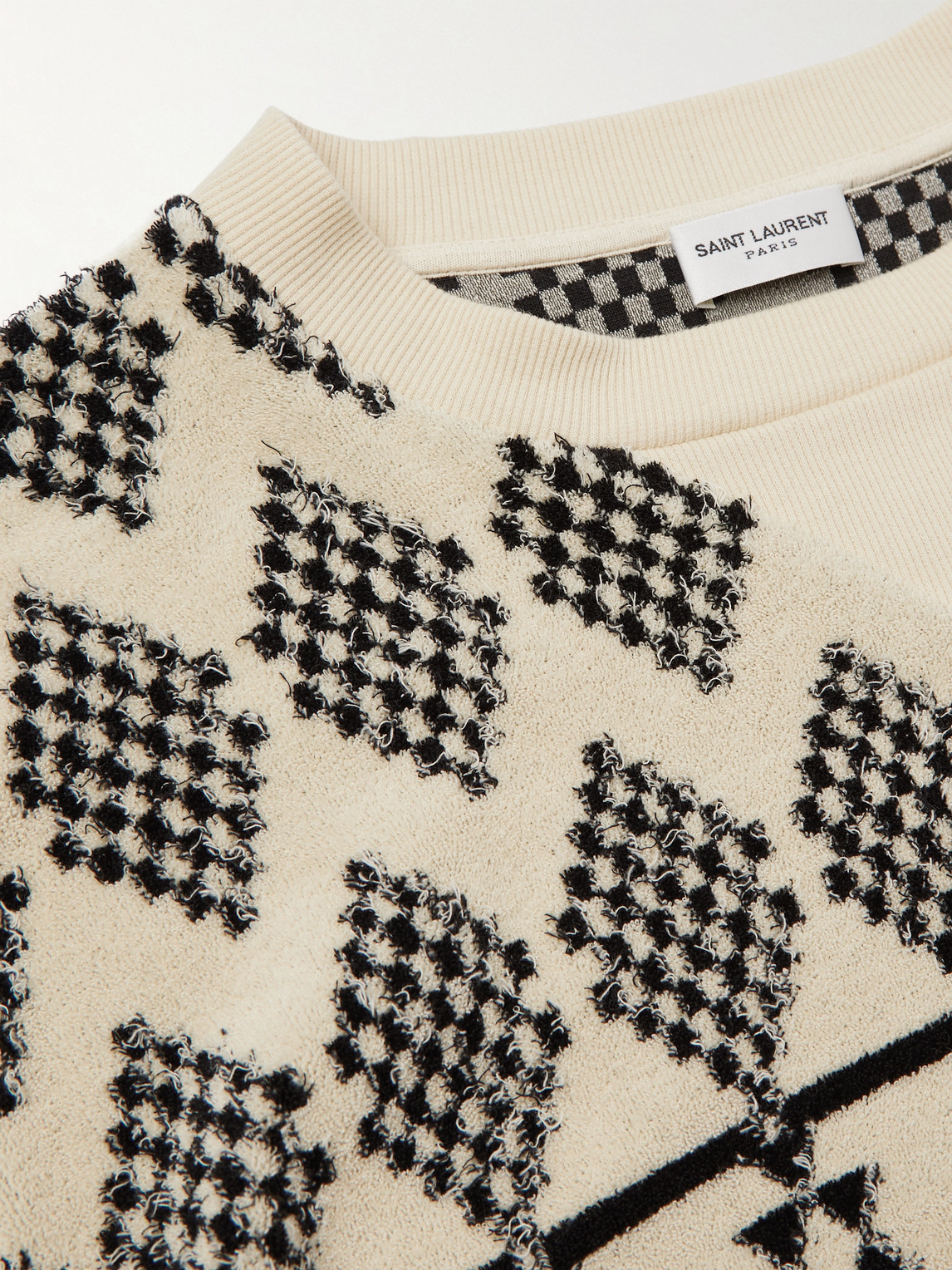 Shop Saint Laurent Jacquard-knit Sweater In Neutrals