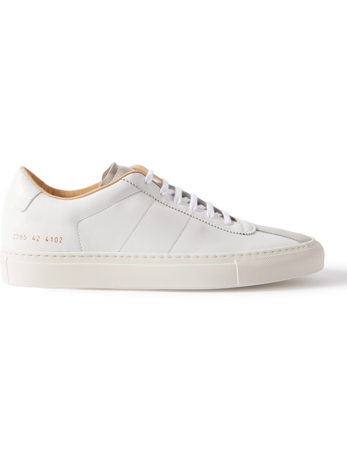 COMMON PROJECTS COURT CLASSIC SUEDE-TRIMMED LEATHER SNEAKERS