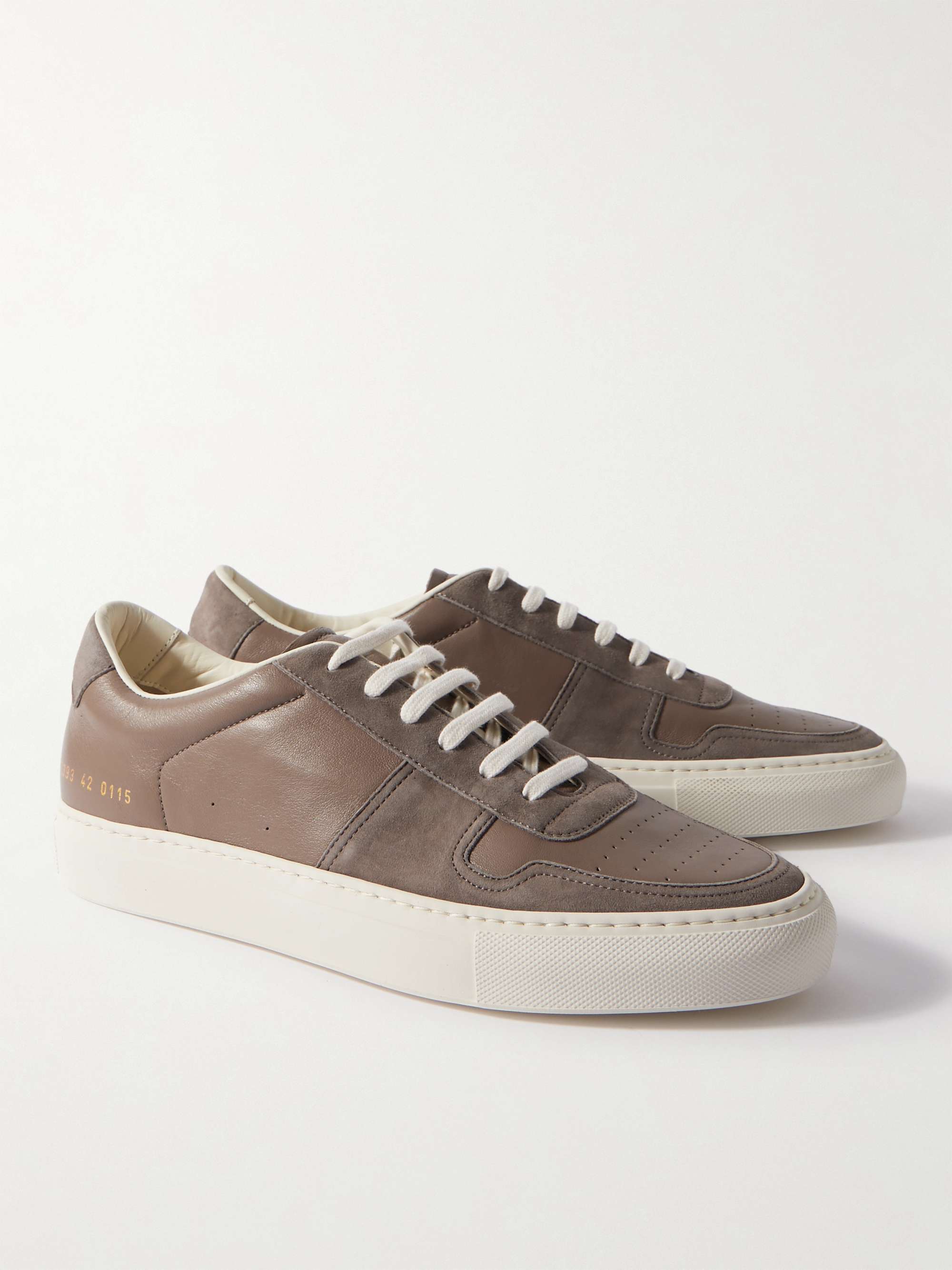 COMMON PROJECTS BBall Suede-Trimmed Leather Sneakers for Men | MR PORTER