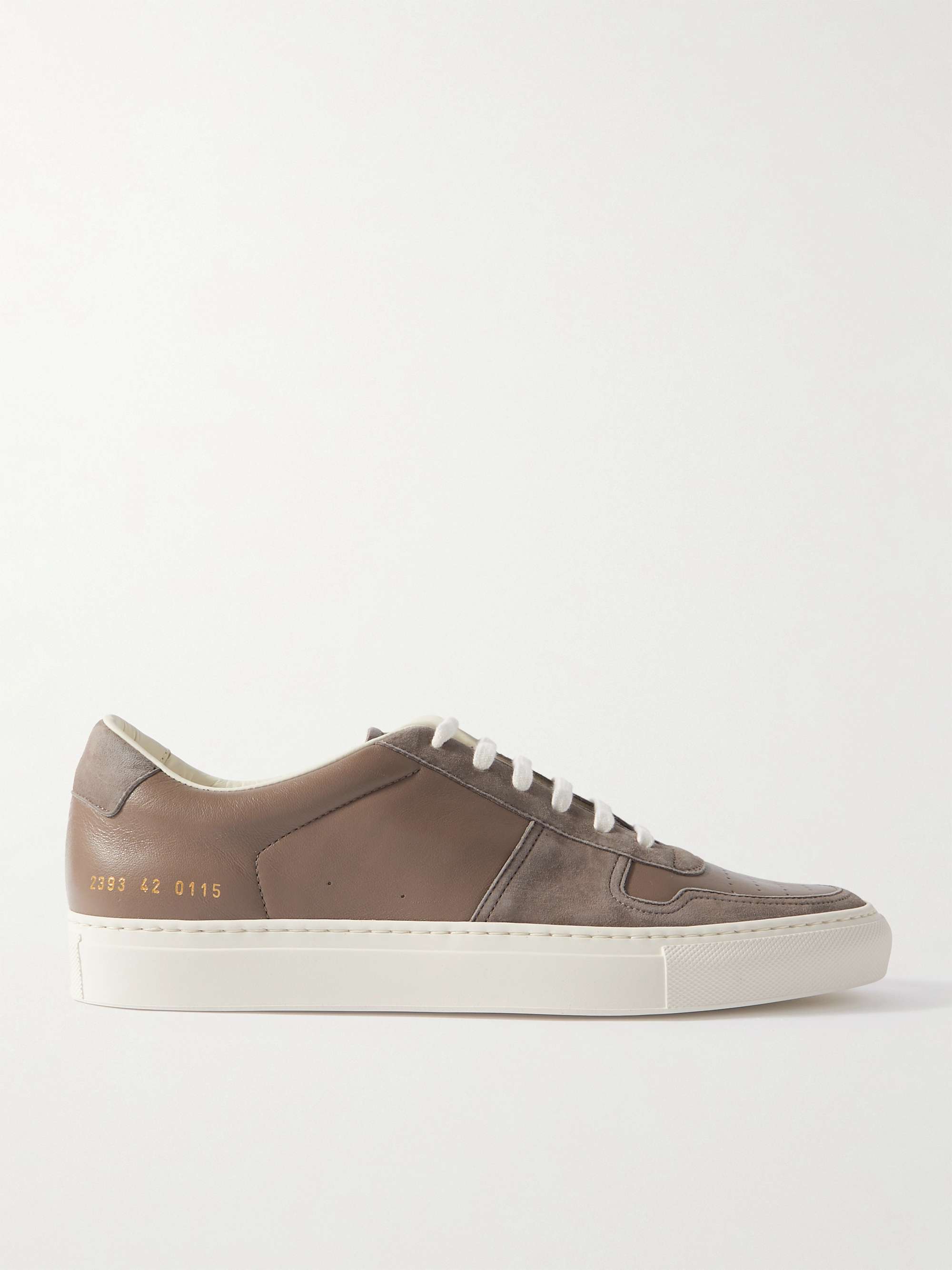 COMMON PROJECTS BBall Suede-Trimmed Leather Sneakers for Men | MR PORTER