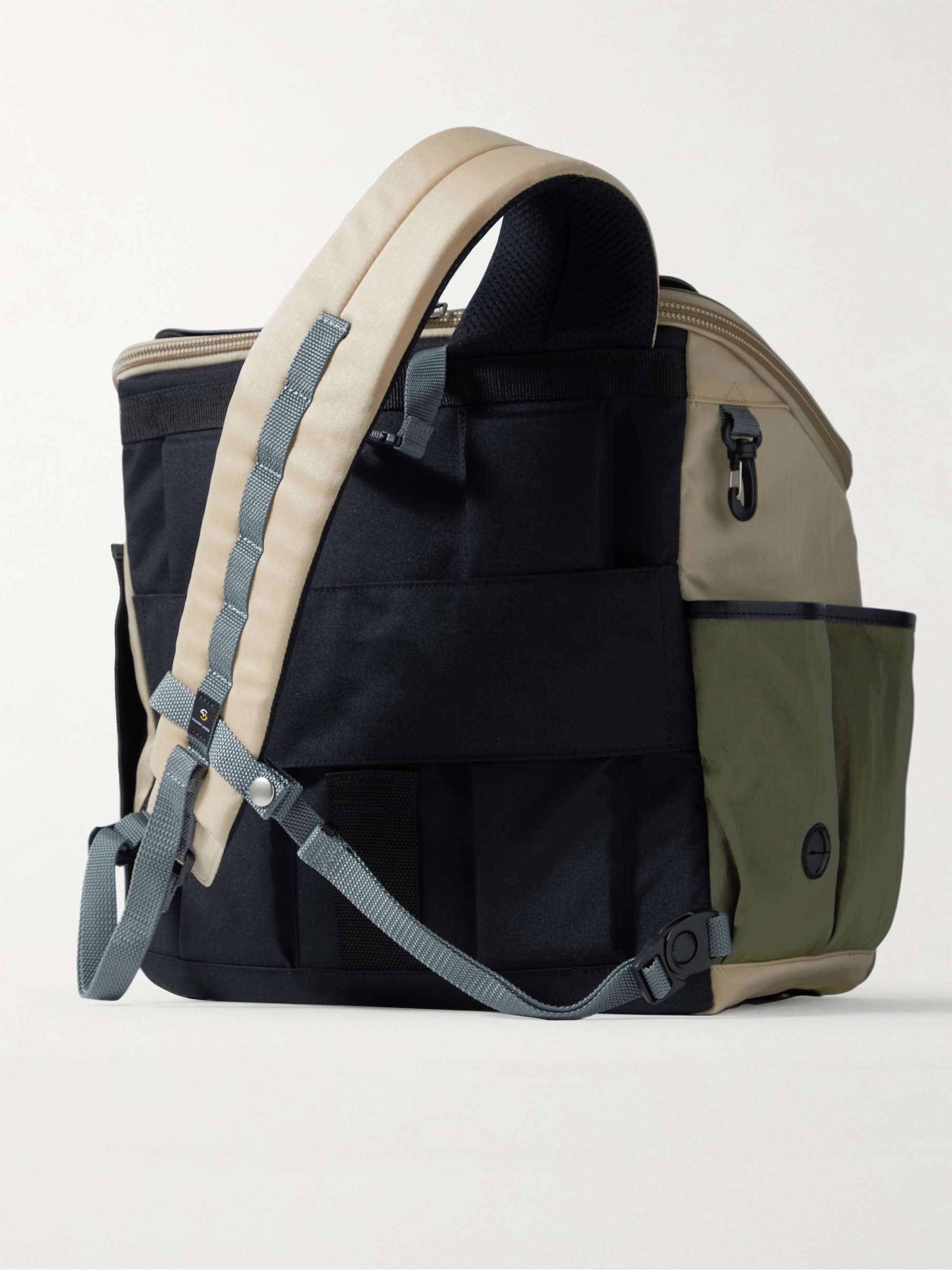 MASTER-PIECE Link Leather-Trimmed Colour-Block Nylon-Twill Sling Backpack