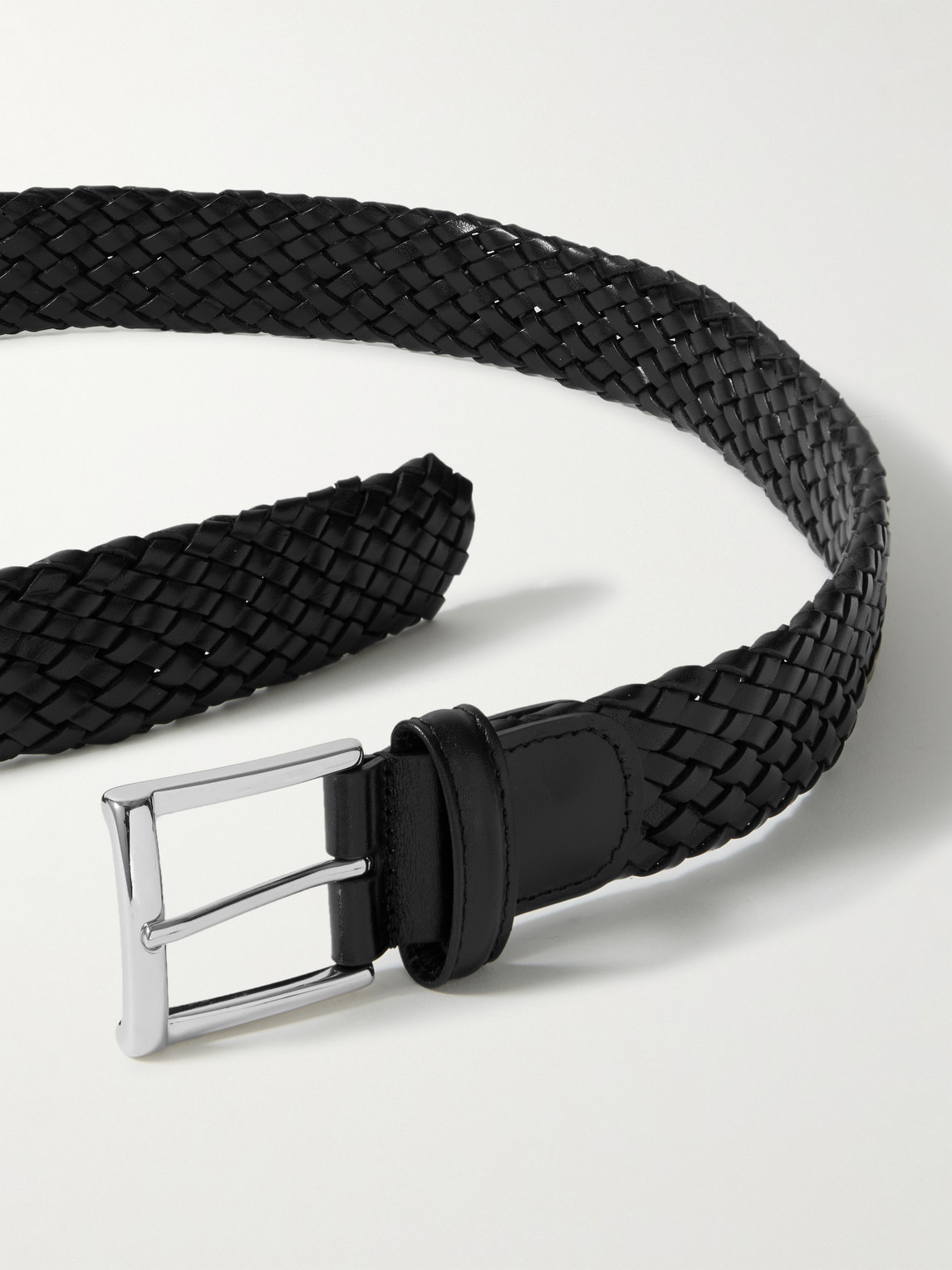 ANDERSON'S 3.5CM WOVEN LEATHER BELT 