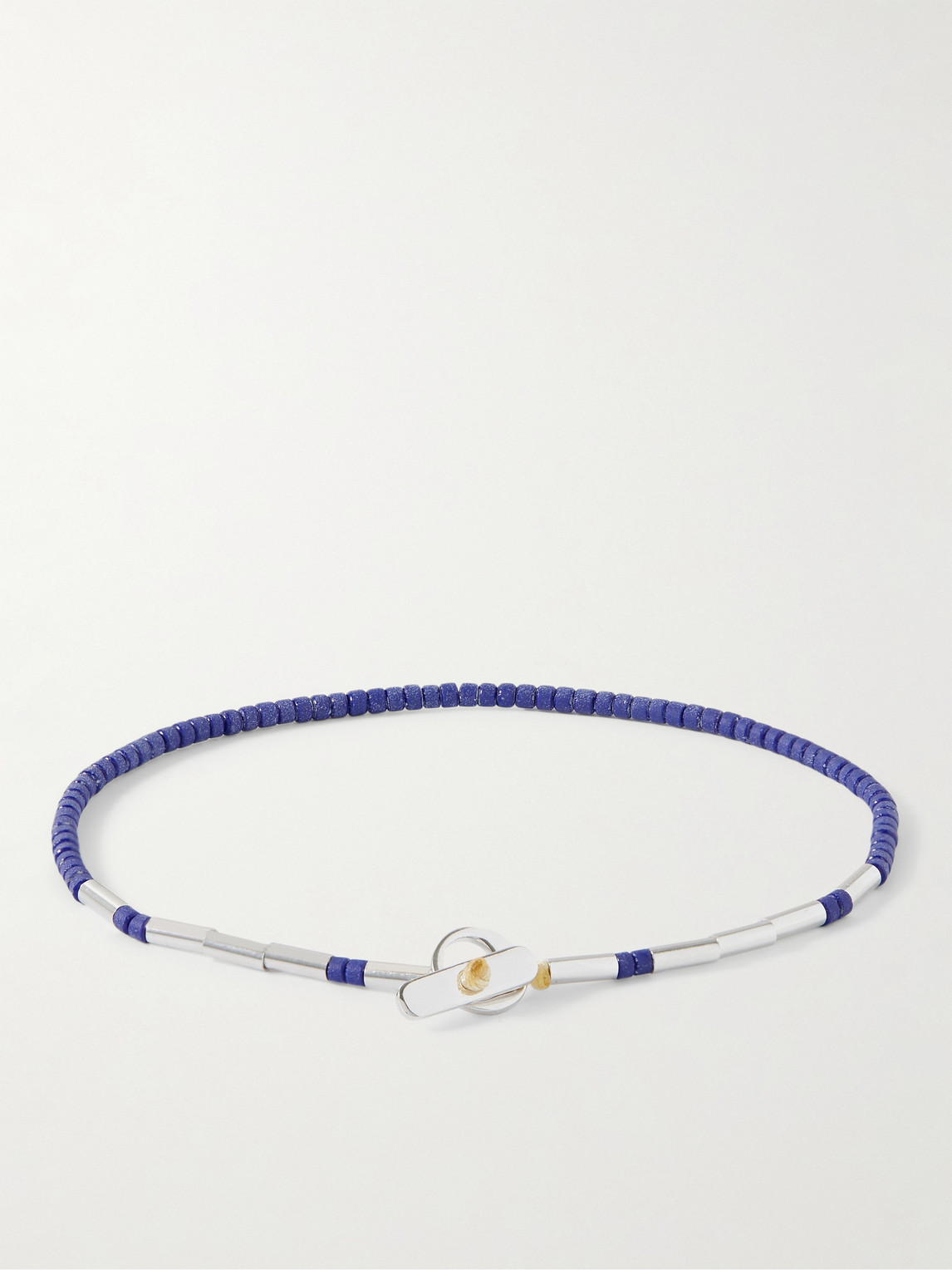 Shop Miansai Kiran Silver Lapis Lazuli Beaded Bracelet In Blue