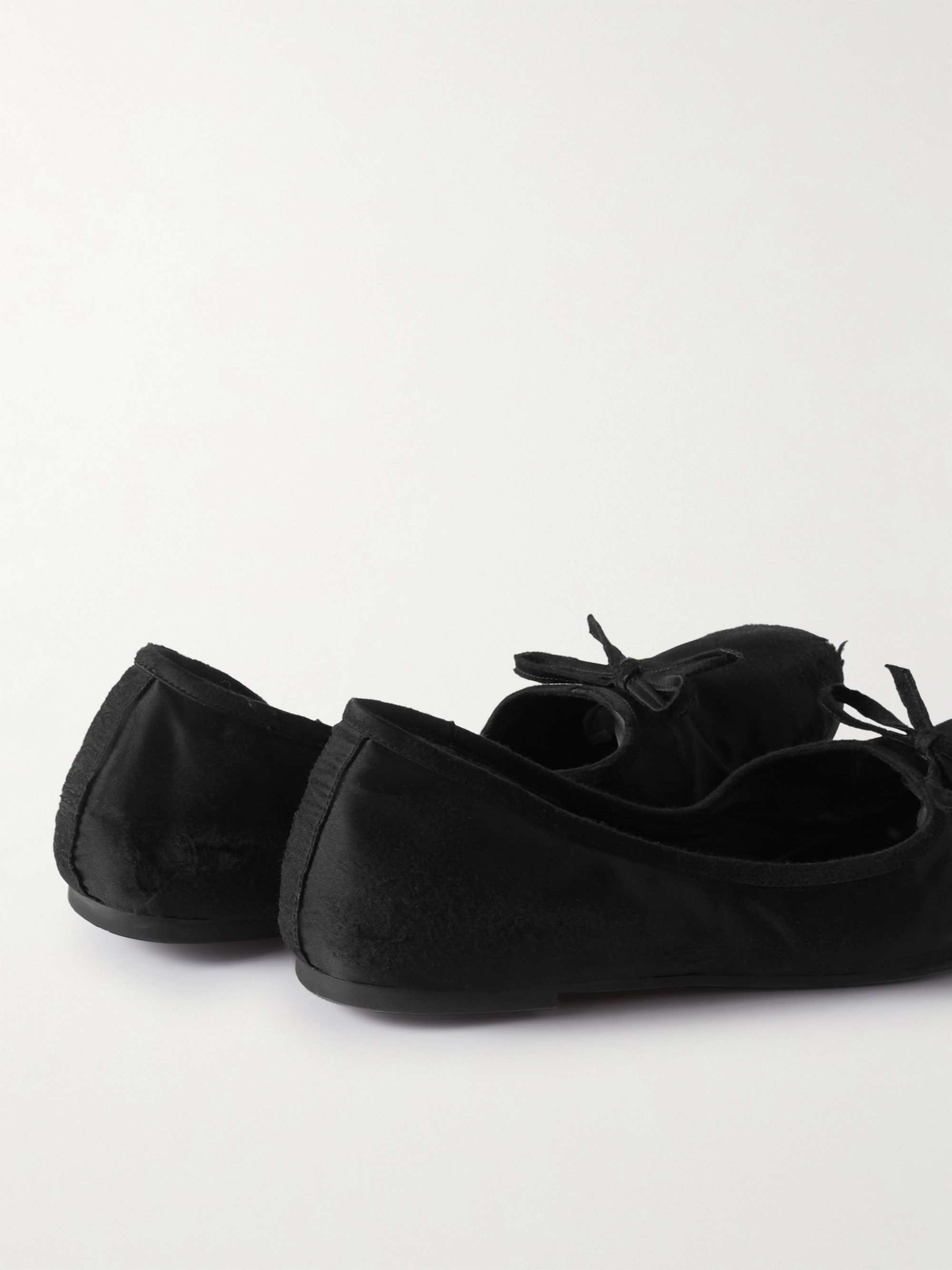BALENCIAGA Leopold Distressed Satin Ballet Flat