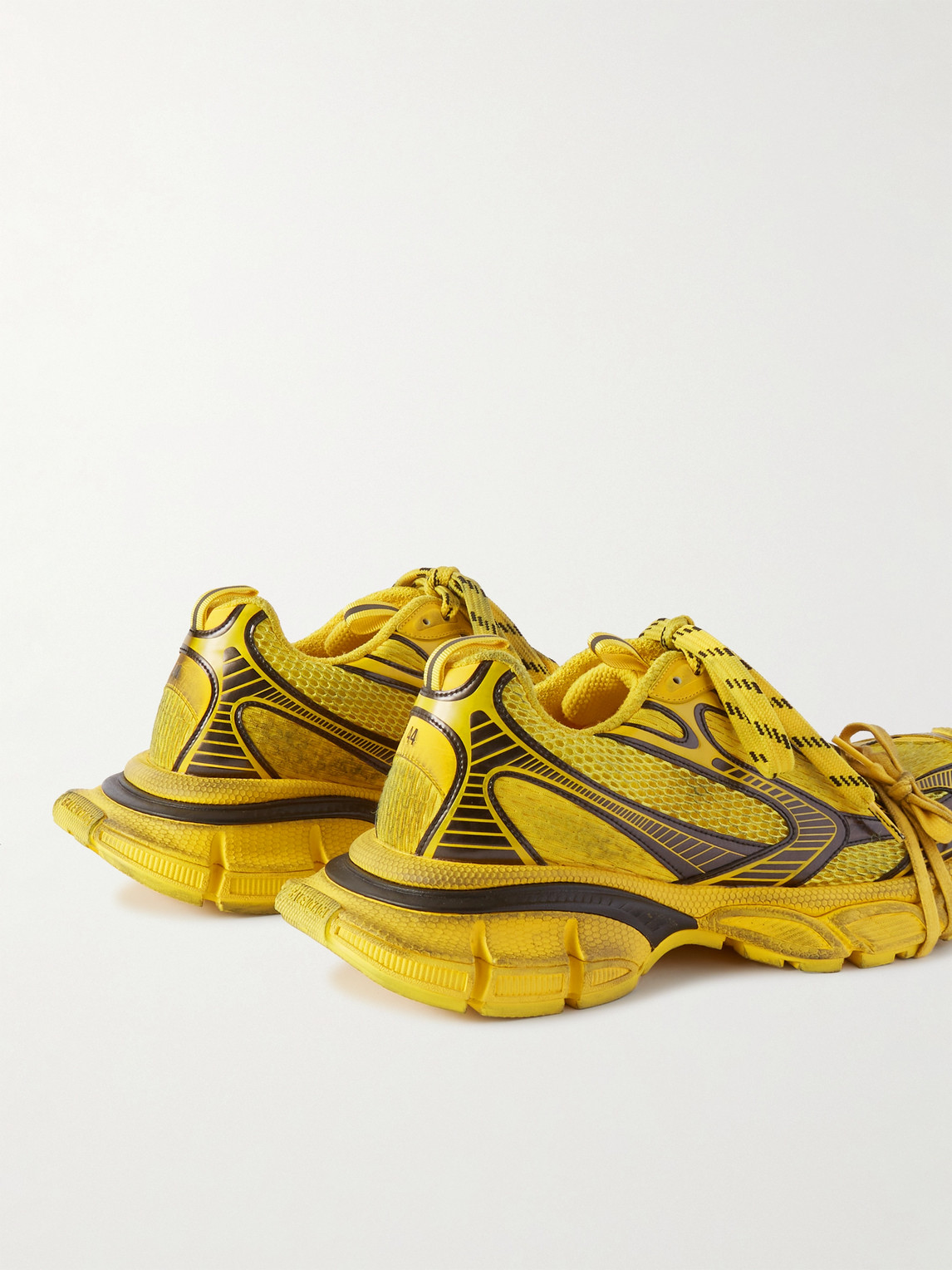 Balenciaga 3xl Distressed Mesh And Rubber Sneakers In Yellow