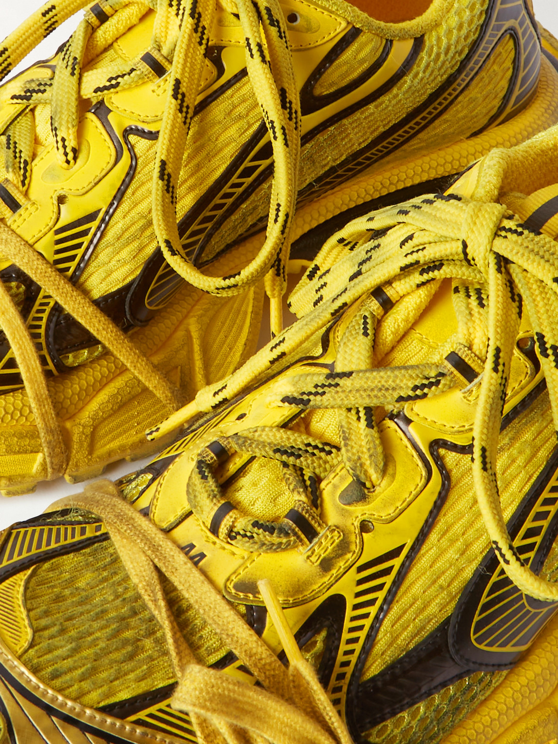 Balenciaga 3xl Distressed Mesh And Rubber Sneakers In Yellow