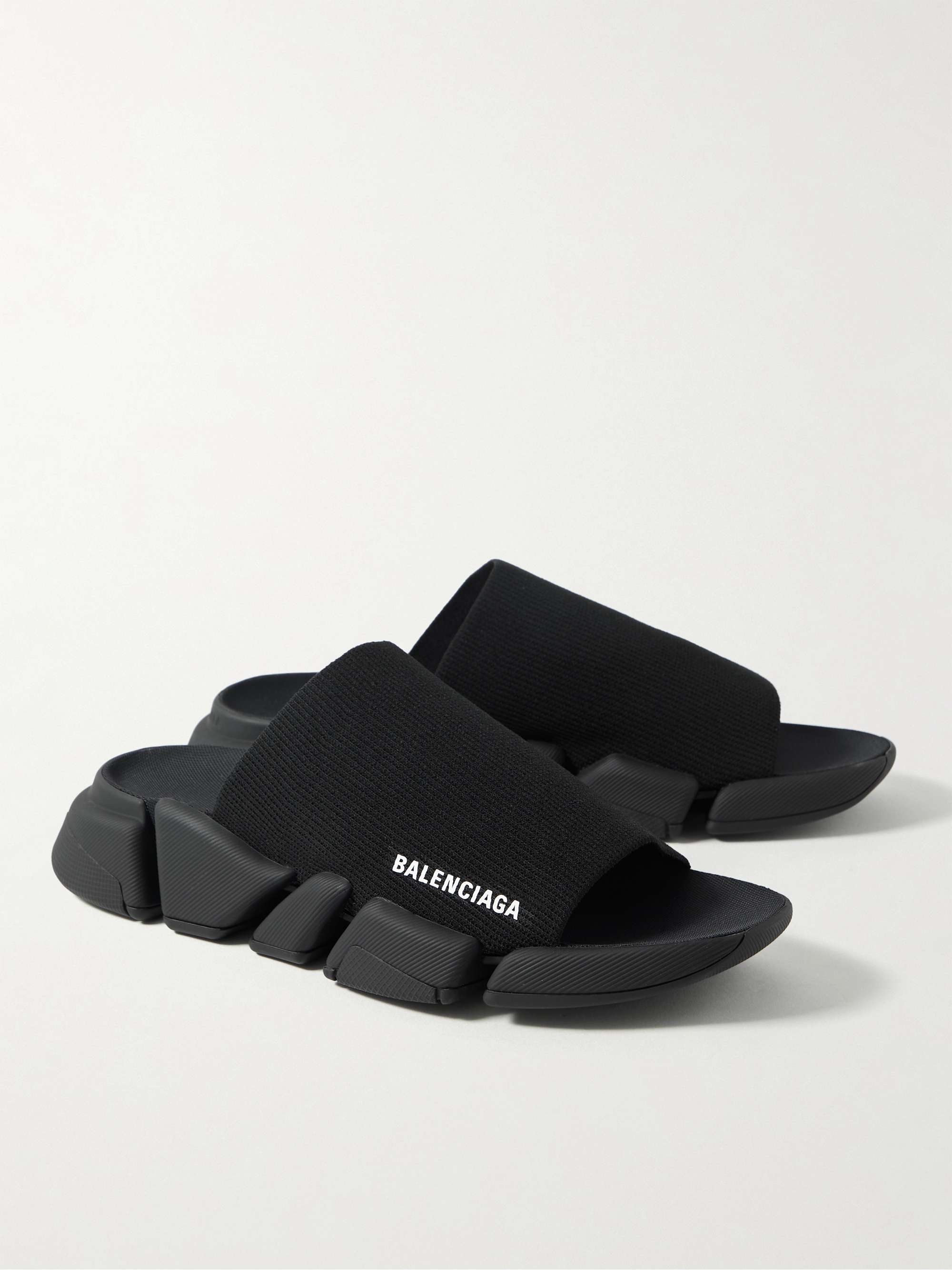 BALENCIAGA Speed 2.0 Logo-Print Stretch-Knit Slides