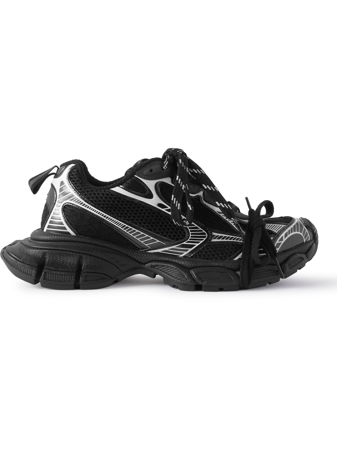 Shop Balenciaga 3xl Distressed Mesh And Rubber Sneakers In Black