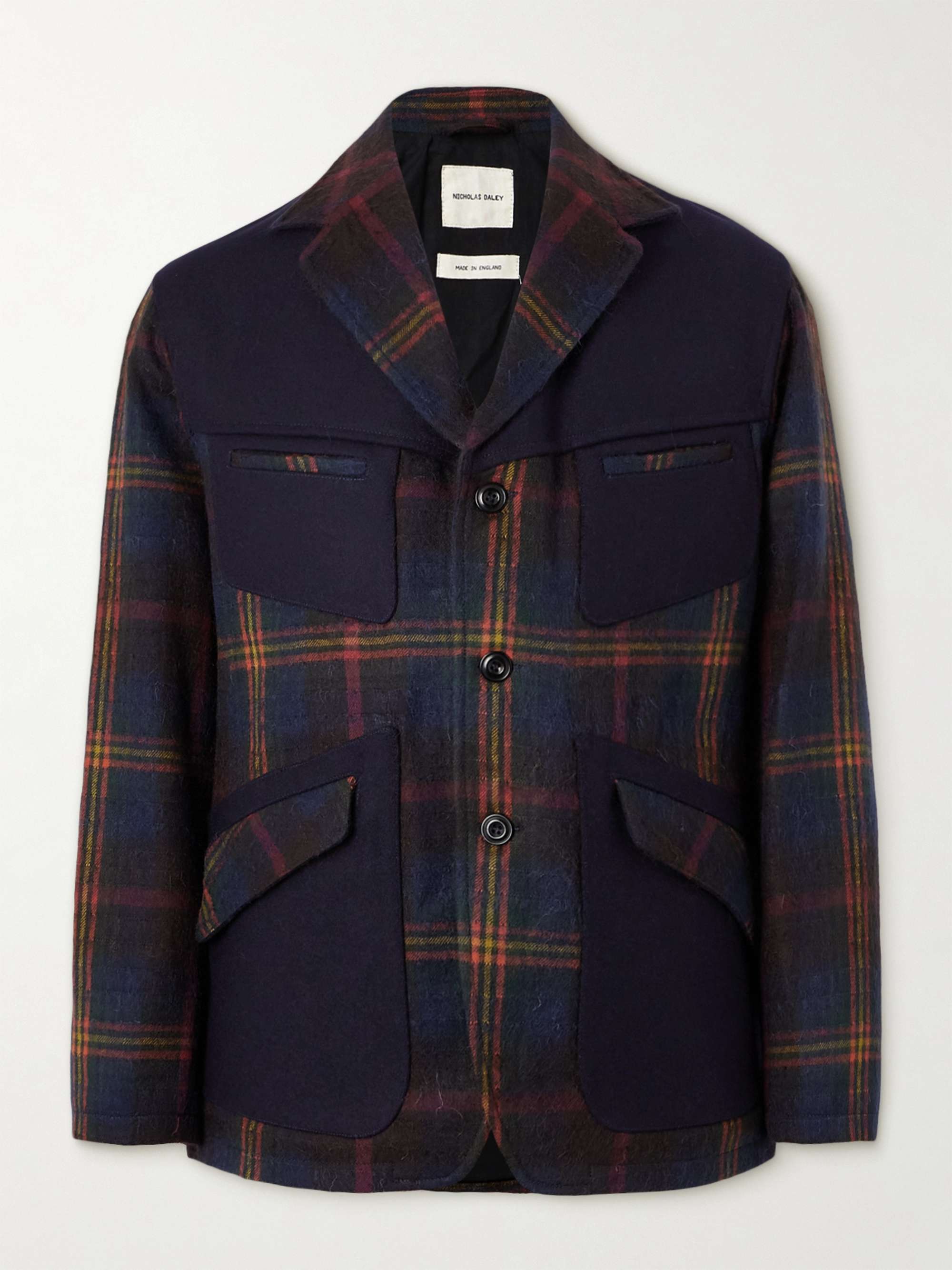 NICHOLAS DALEY Fonte Panelled Checked Wool-Blend Jacket for Men | MR PORTER