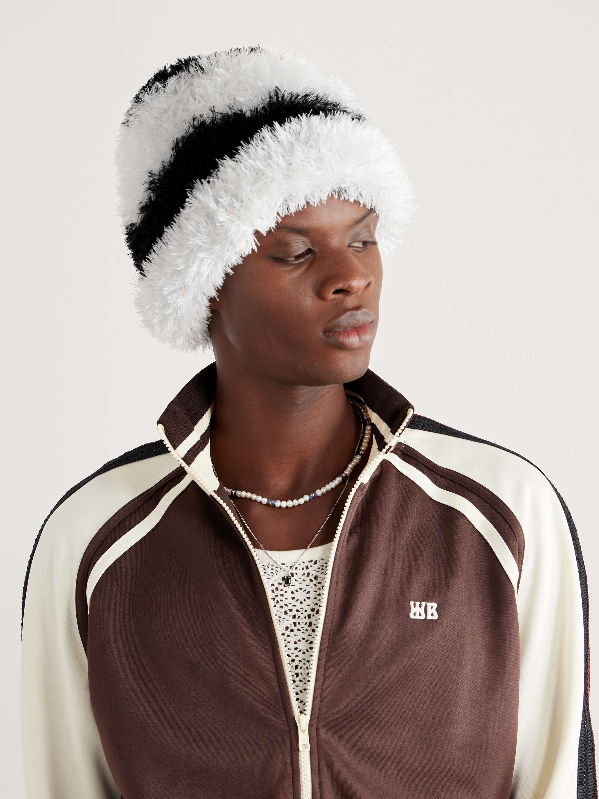 NICHOLAS DALEY Oversized Striped Brushed-Knit Beanie for Men | MR PORTER