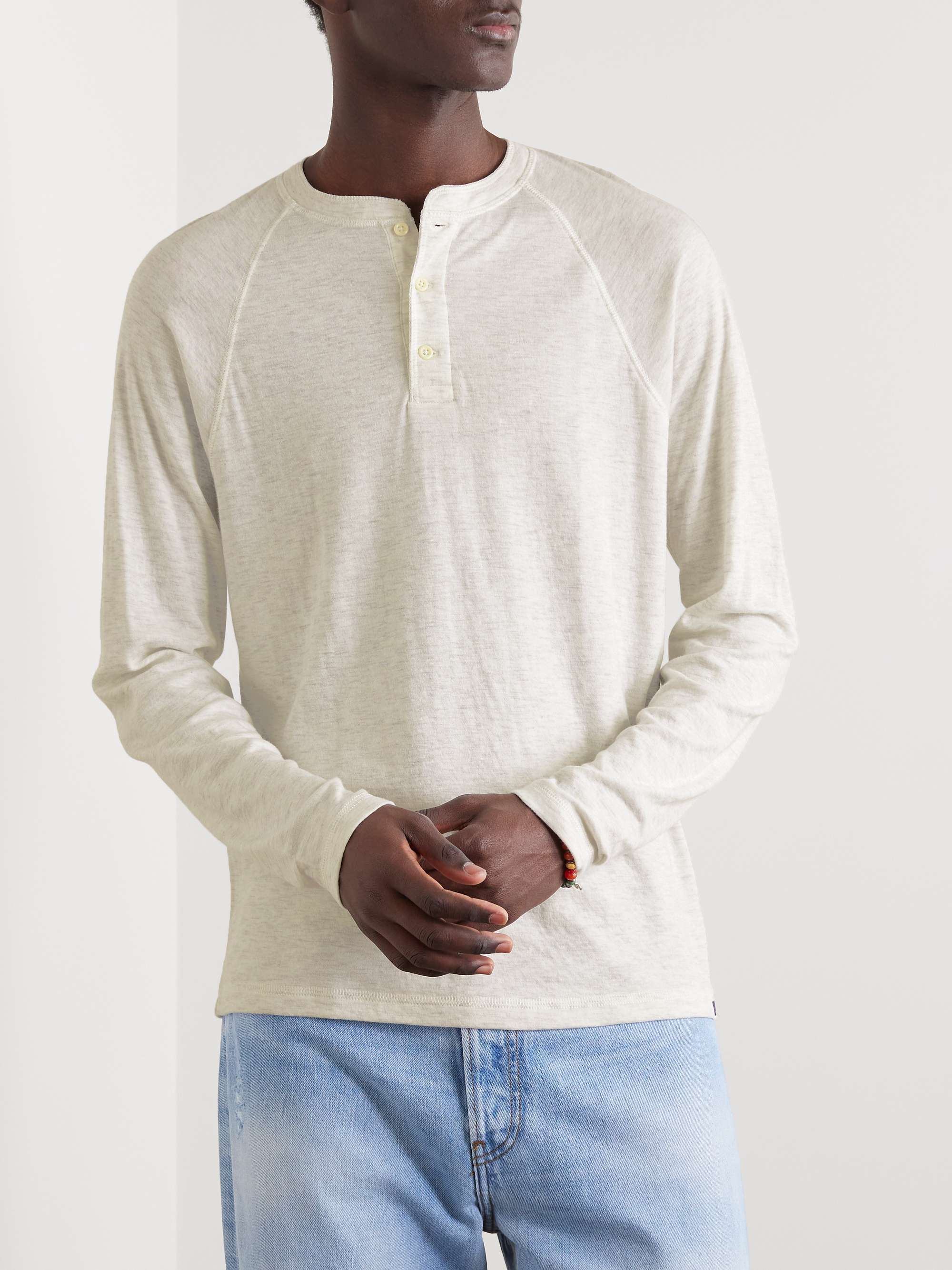FAHERTY Cloud Pima Cotton and Modal-Blend Jersey Henley T-Shirt
