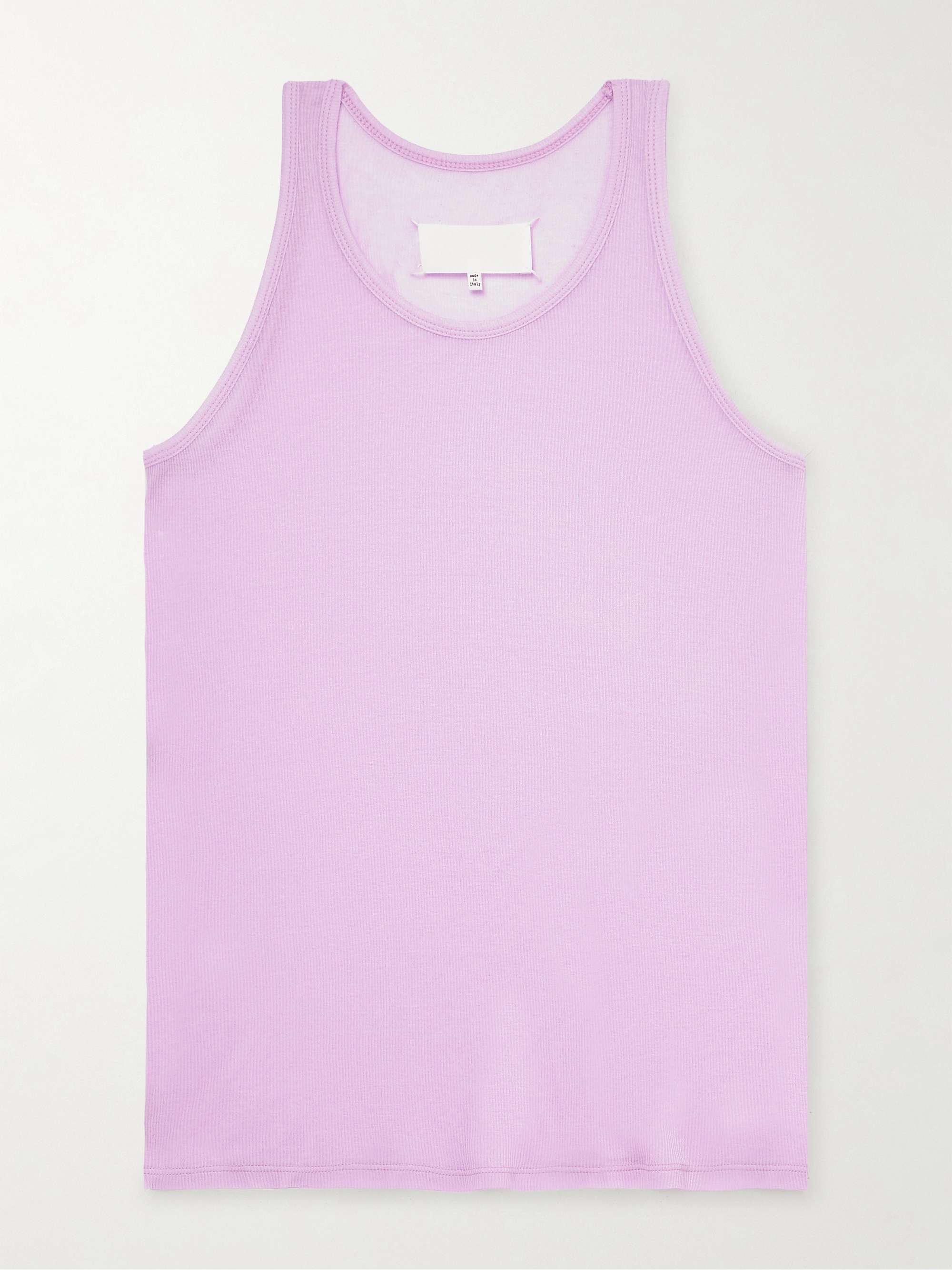 MAISON MARGIELA Ribbed Cotton and Silk-Blend Tank Top for Men | MR