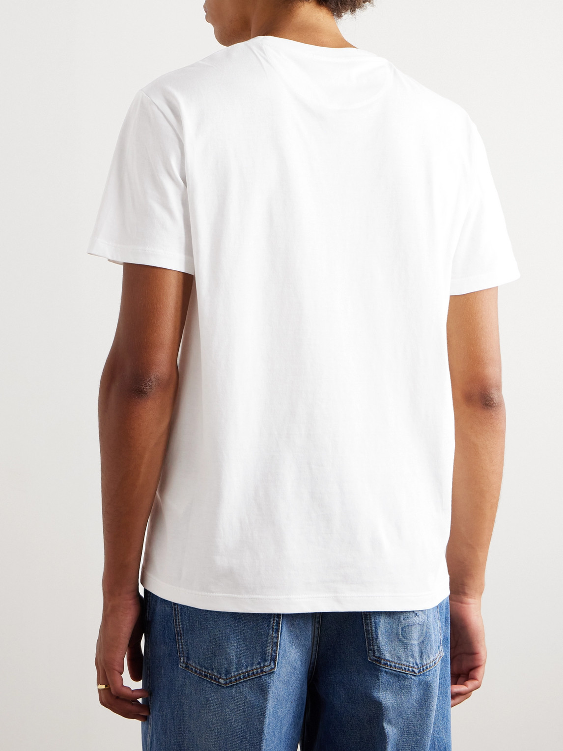 Shop Valentino Logo-appliquéd Cotton-jersey T-shirt In White