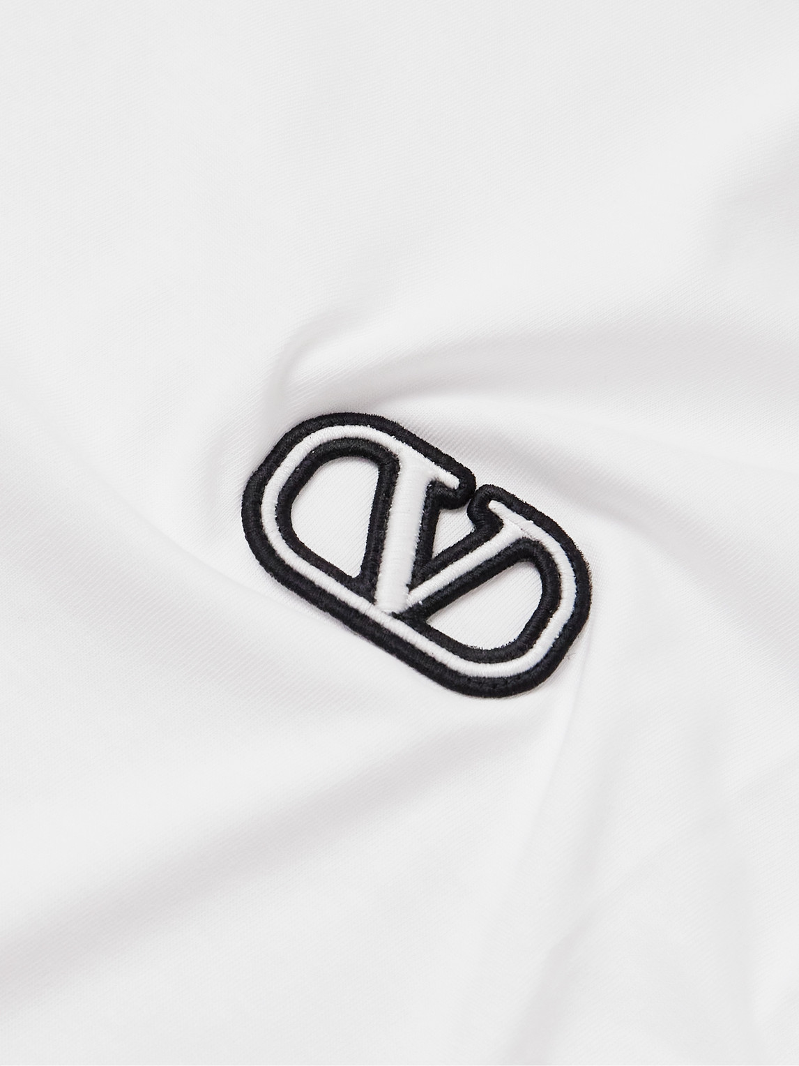 Shop Valentino Logo-appliquéd Cotton-jersey T-shirt In White