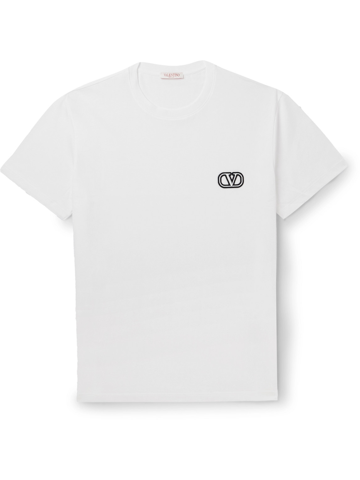 Valentino Logo-appliquéd Cotton-jersey T-shirt In White