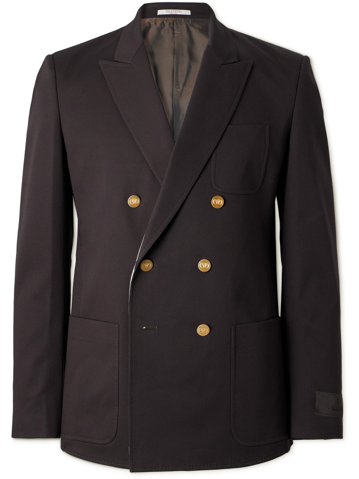 Valentino Garavani - Double-Breasted Stretch-Cotton Blazer - Men - Brown - IT 48