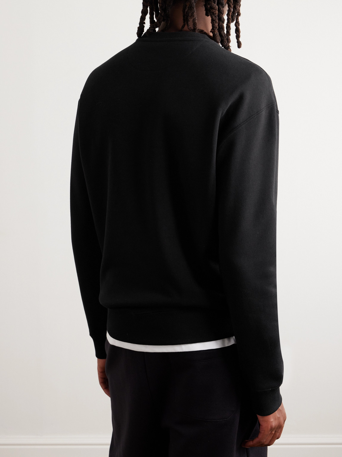 Shop Valentino Logo-print Cotton-jersey Sweatshirt In Black
