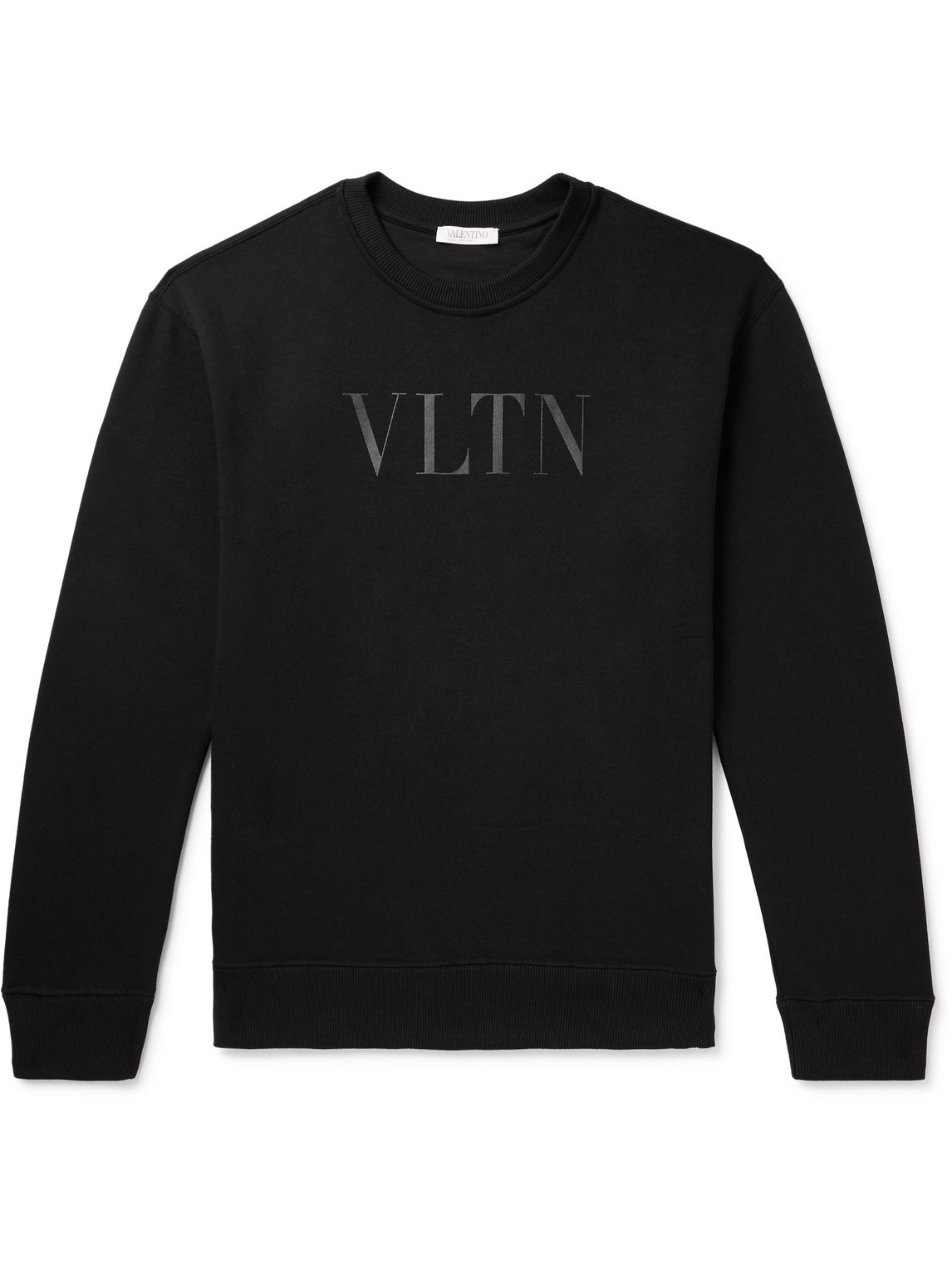 Valentino Cotton Crewneck Sweatshirt With Vltn Print In Black