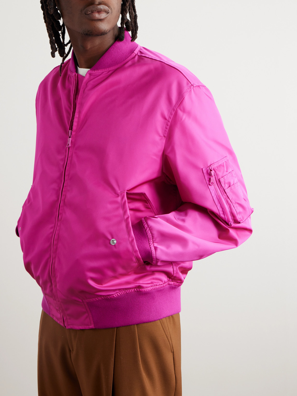 Shop Valentino Shell Bomber Jacket In Pink
