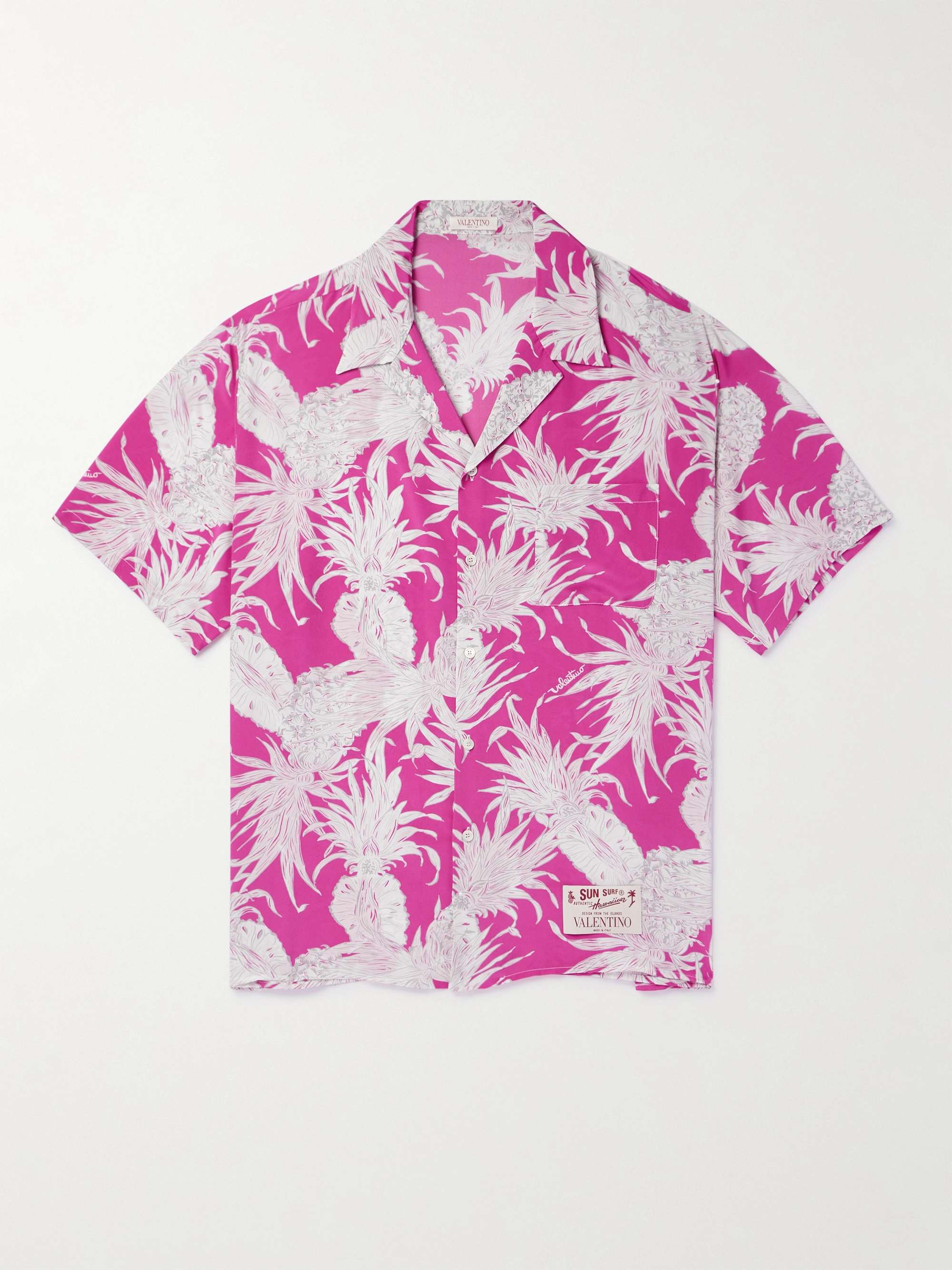 VALENTINO GARAVANI Sun Surf Logo Appliqued Camp Collar Printed Silk Crepe de Chine Shirt for Men MR PORTER
