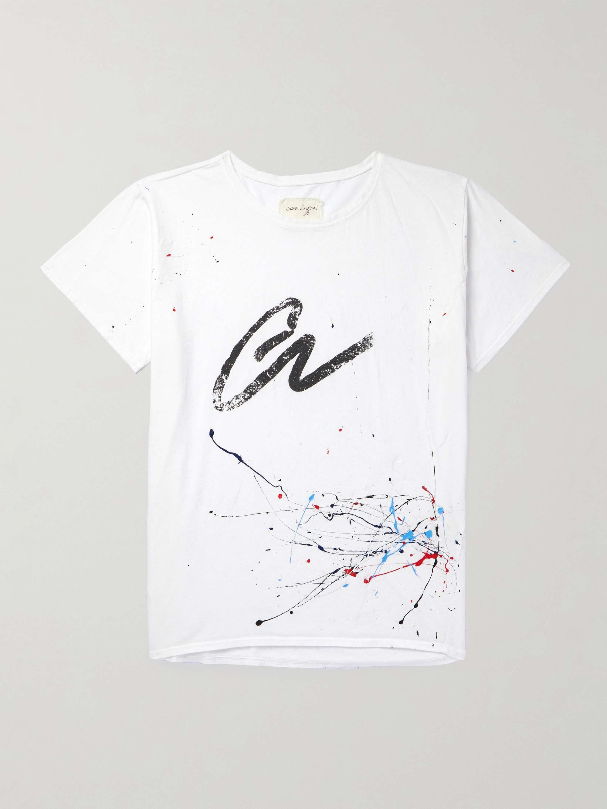 GREG LAUREN Paint-Splattered Printed Cotton-Jersey T-Shirt for Men | MR ...