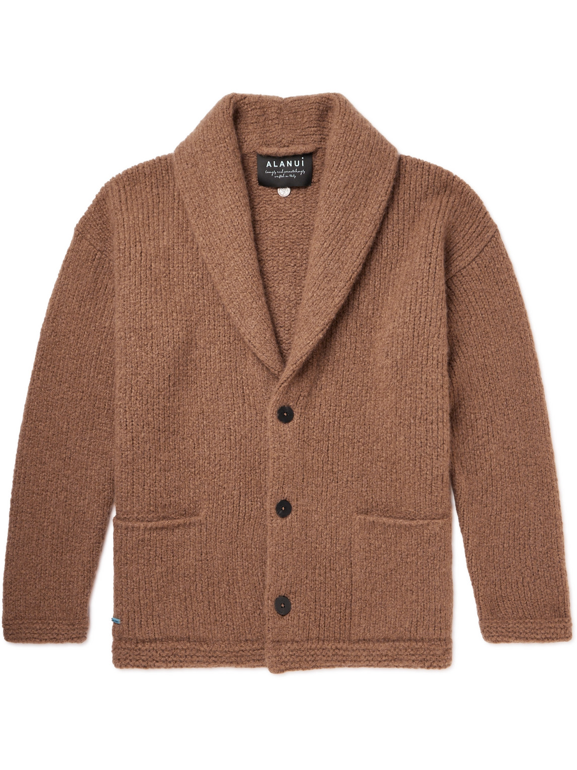 Finest Shawl-Collar Ribbed Cashmere and Silk-Blend Cardigan