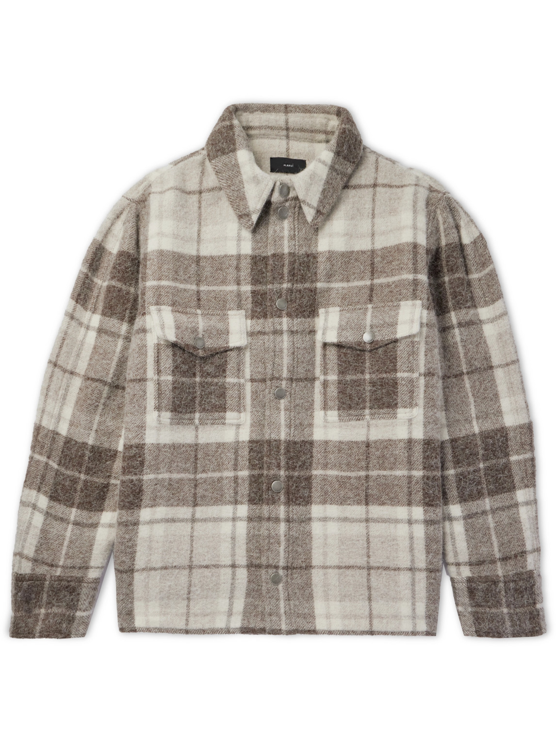 Checked Brushed Wool and Alpaca Overshirt
