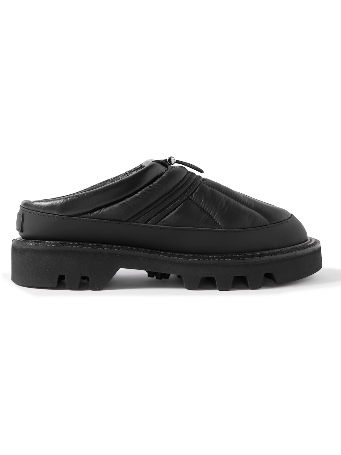 SACAI RUBBER-TRIMMED SHEARLING-LINED QUILTED PADDED SHELL SLIP-ON SNEAKERS