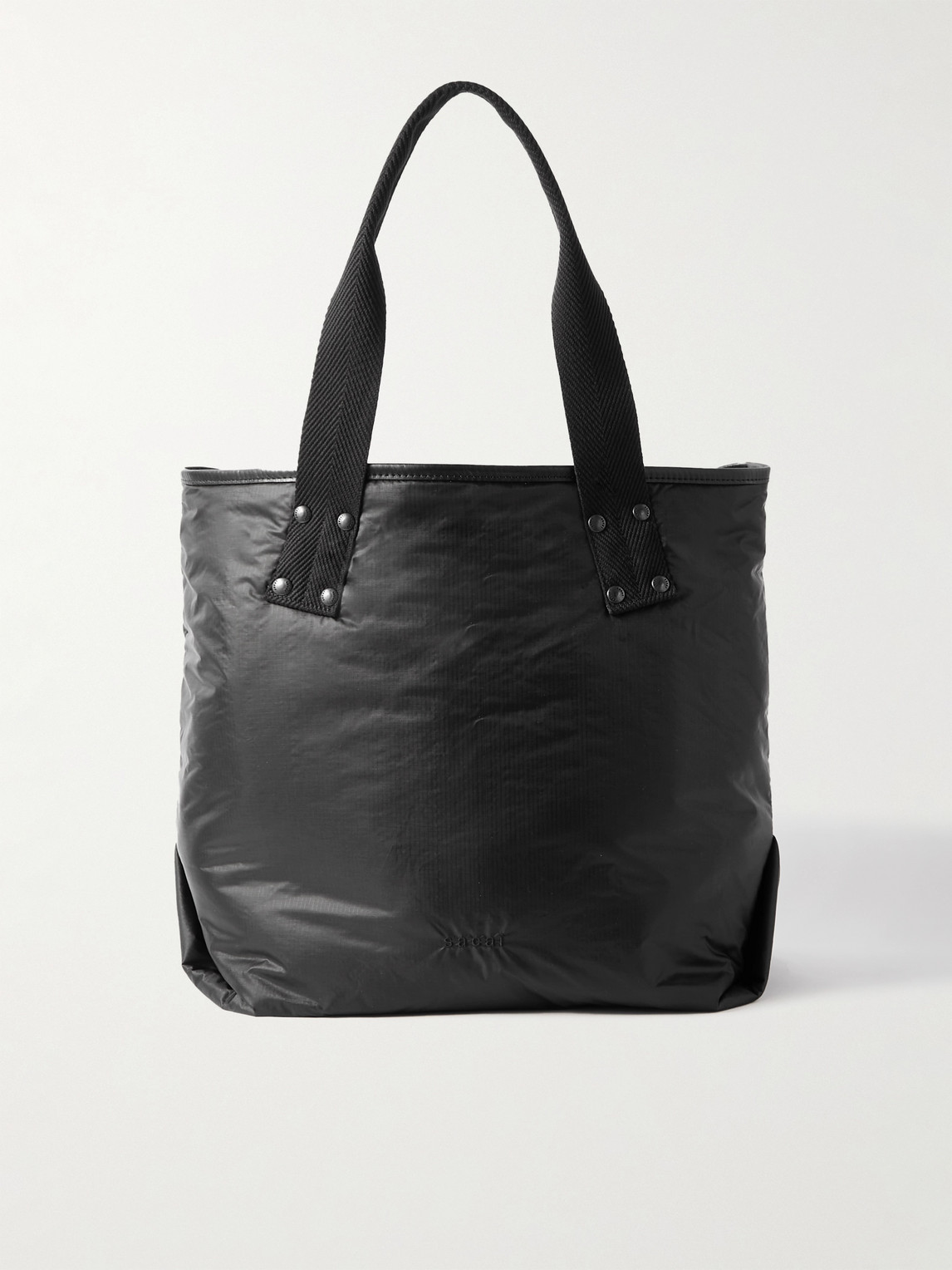 Sacai Skytex Faux Leather-trimmed Nylon-ripstop Tote Bag In Black
