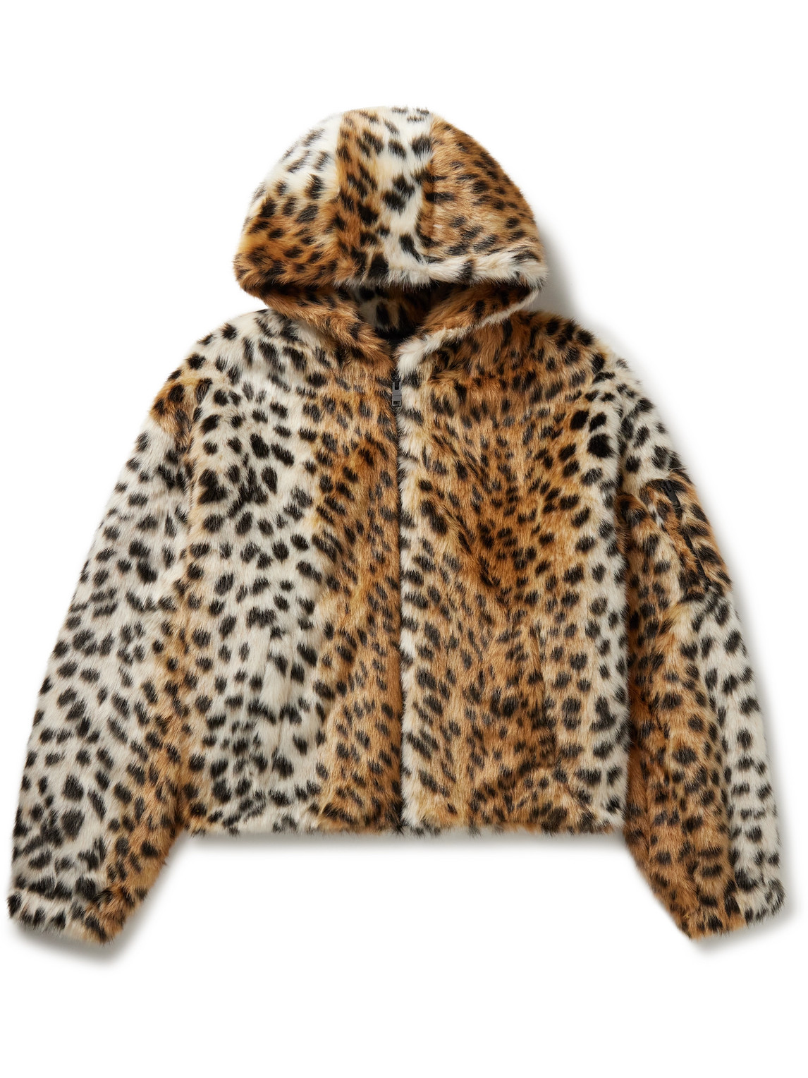 Givenchy Cropped Cheetah-Print Faux Fur Hooded Bomber Jacket