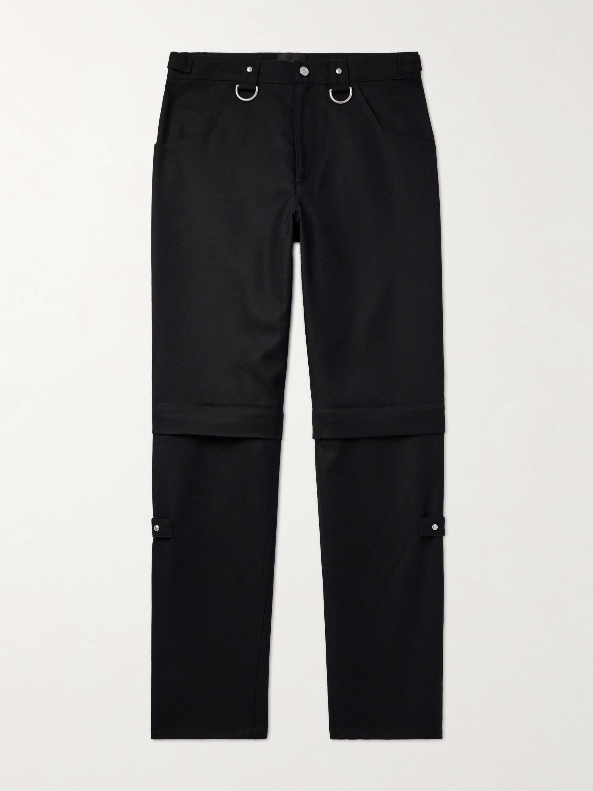 CELINE Black High Rise Silk/Wool Straight Leg Cargo Pants Trousers