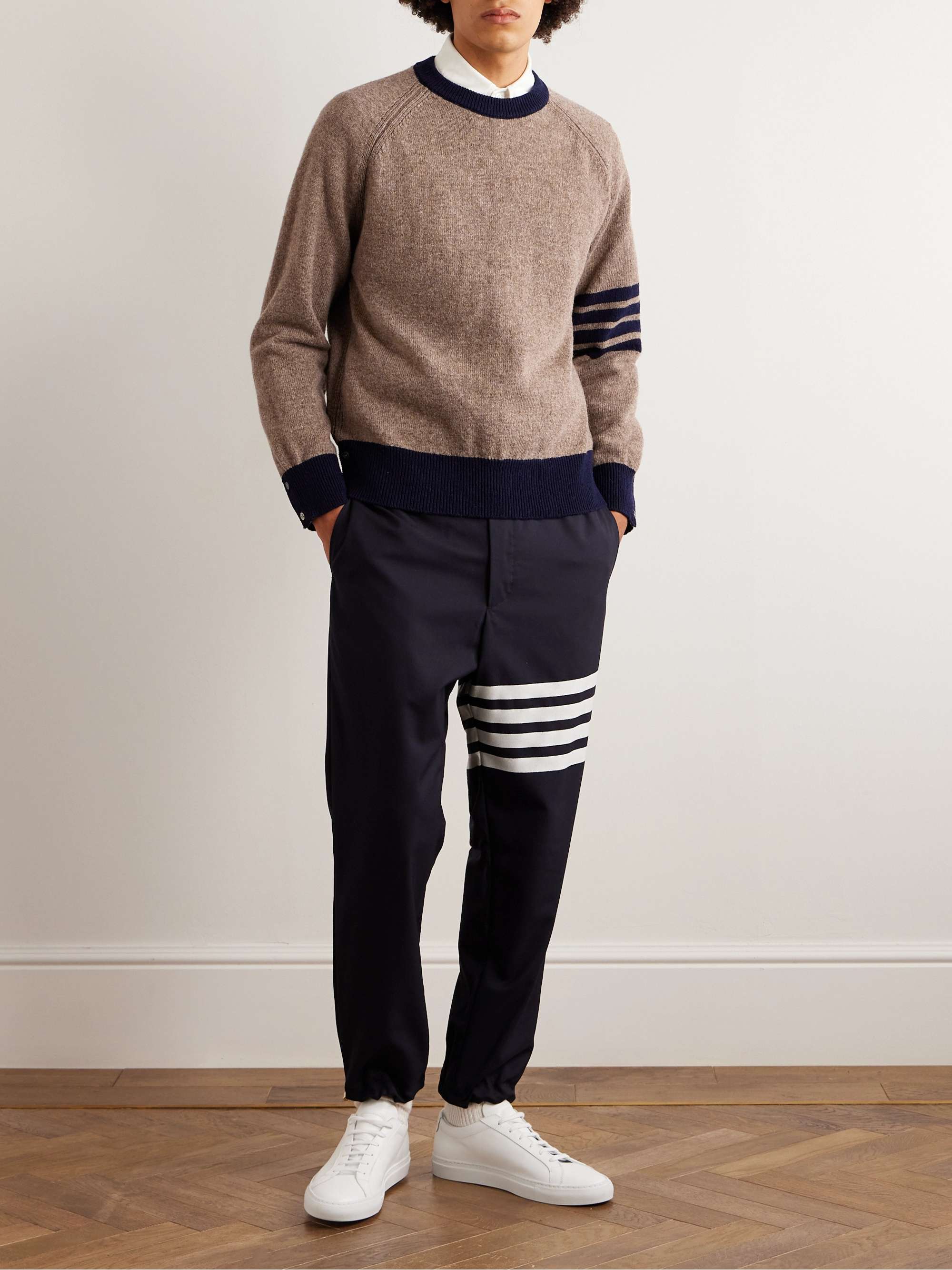 THOM BROWNE Striped Shetland Wool Sweater for Men | MR PORTER